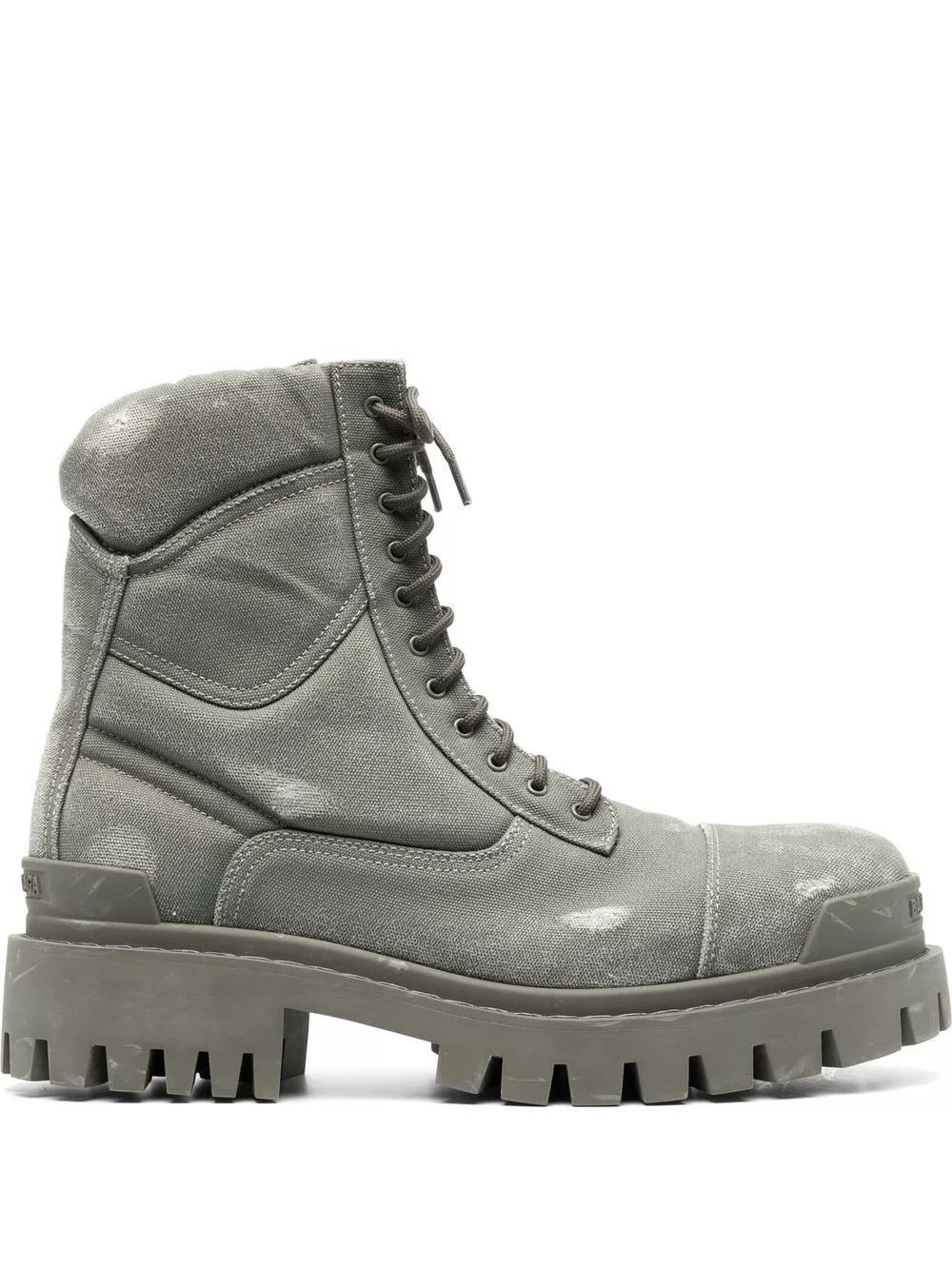 Balenciaga Boots Balenciaga Green Strike Distressed Lace-Up Boots