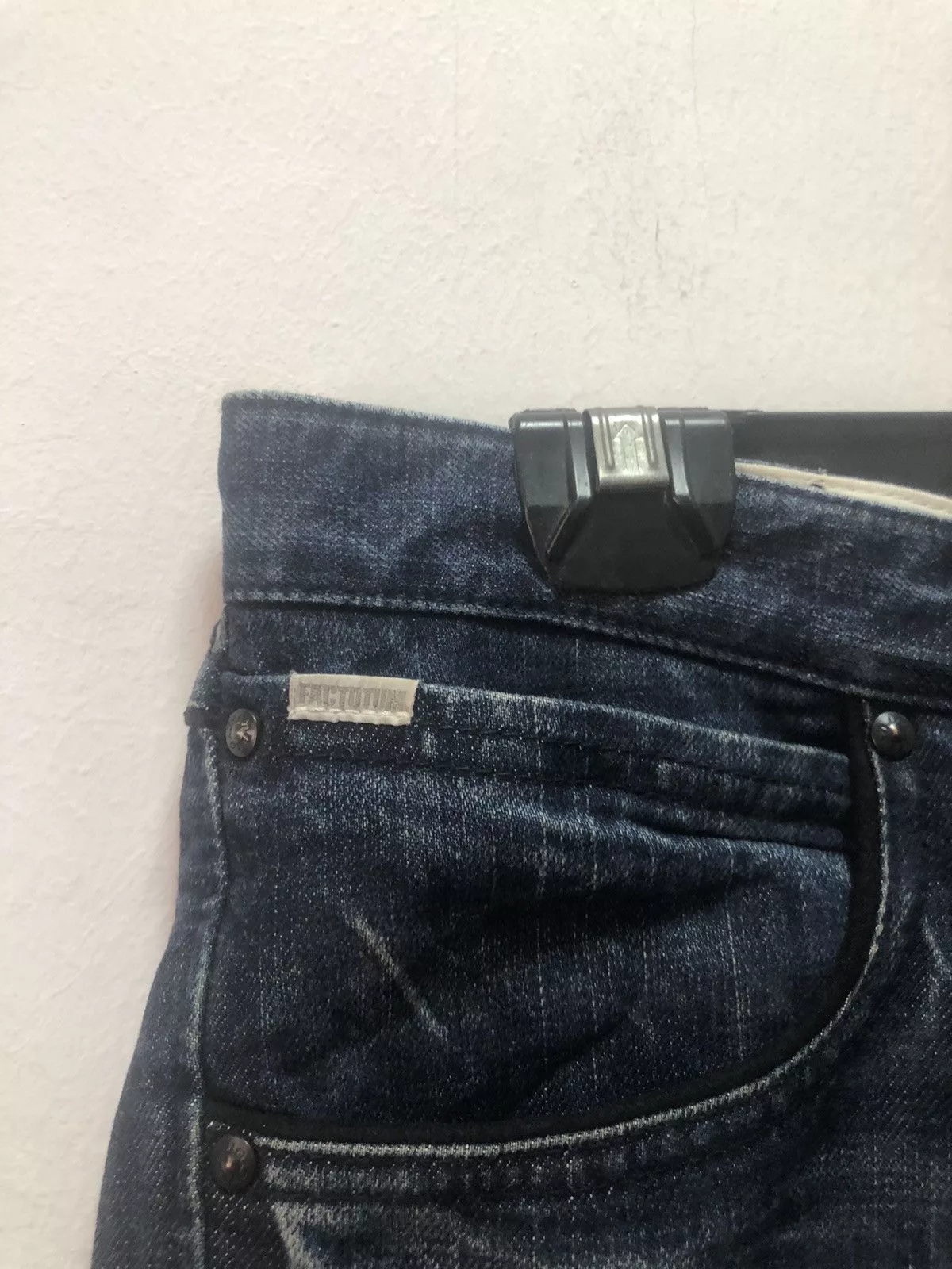 FACTOTUM Denim Pants Patch Distressed Style Japan Made Blue