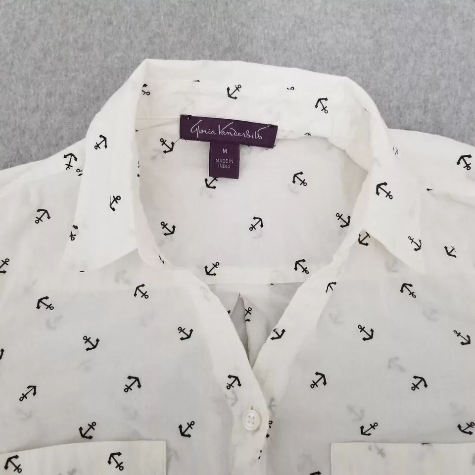Gloria Vanderbilt Button Ups Gloria Vanderbilt Shirt Womens Medium Button Up Long Sleeve White