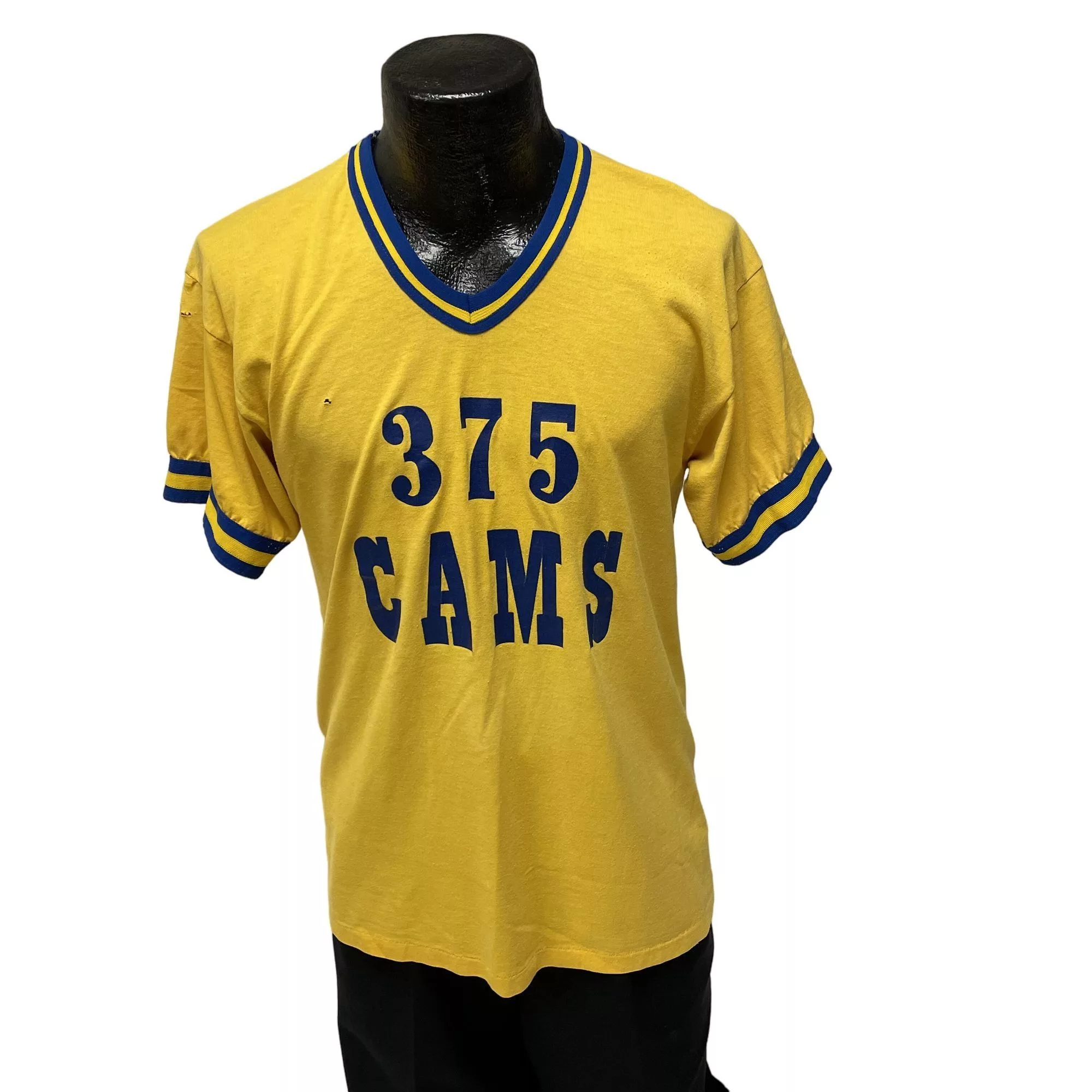 Russell Athletic Jerseys 70s Russell Athletic Yellow Blue Knit RINGER 375 Cams Jersey