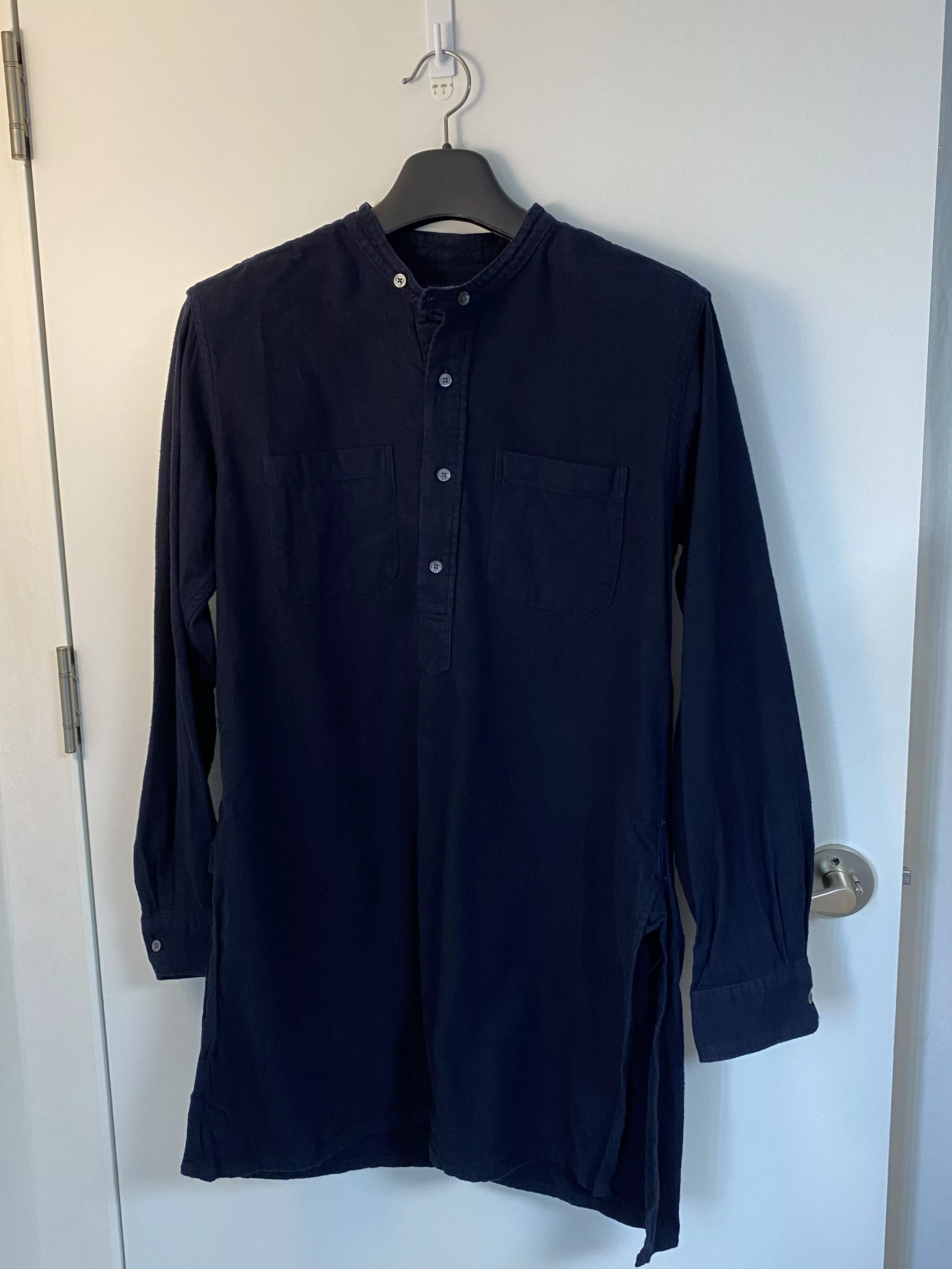 Engineered Garments Shirts Button Ups Engineered Garments banded collar long shirt Blue