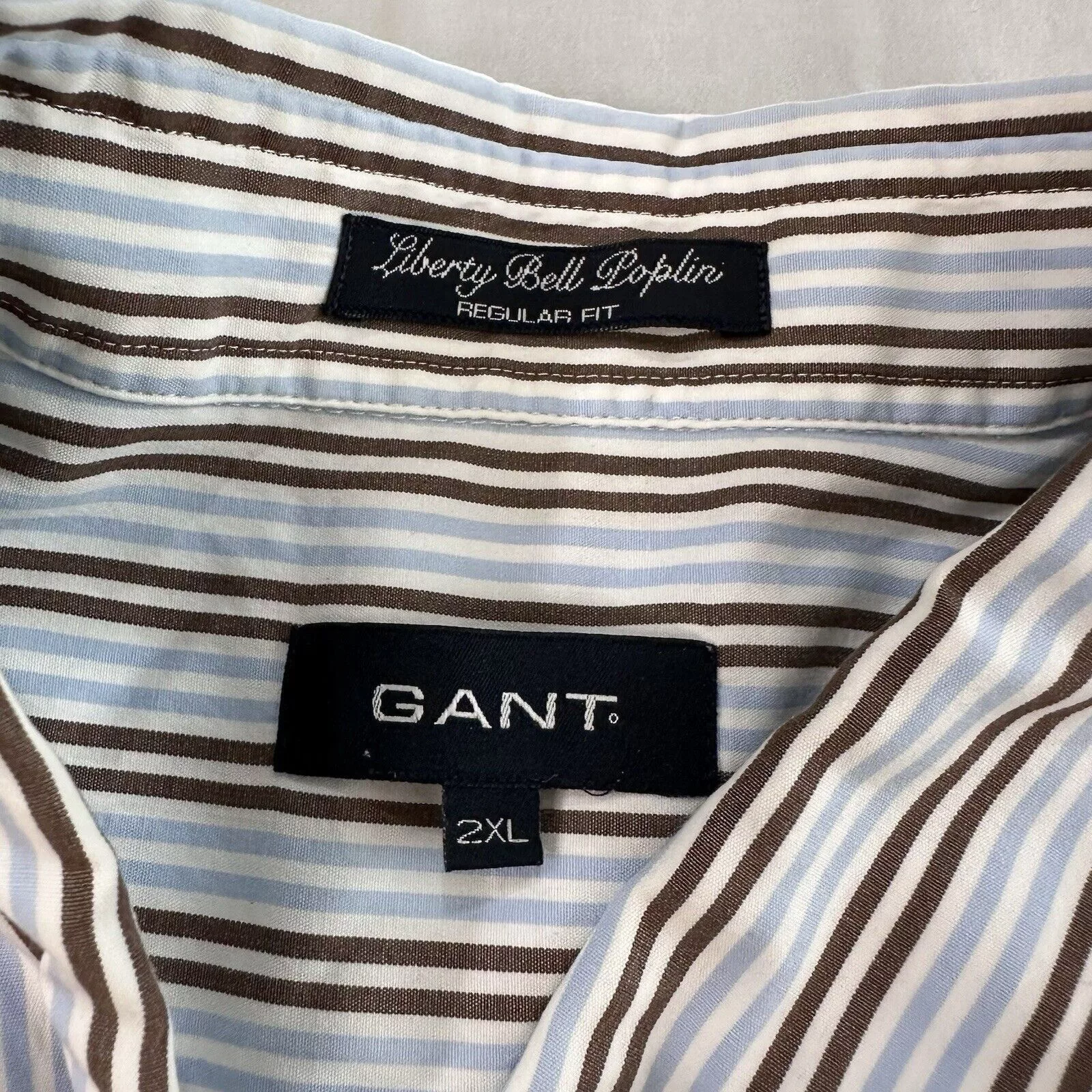 Gant Shirts Button Ups Gant Button Down Shirt Liberty Bell Poplin 2XL Long Sleeve Blue