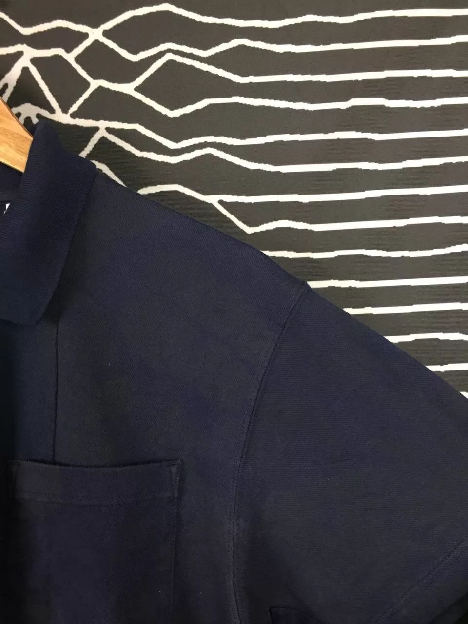 Engineered Garments Polos Engineered Garments × Japanese Brand × Uniqlo Engineered Garments x Uniqlo Pique Printed Polo Tee Blue