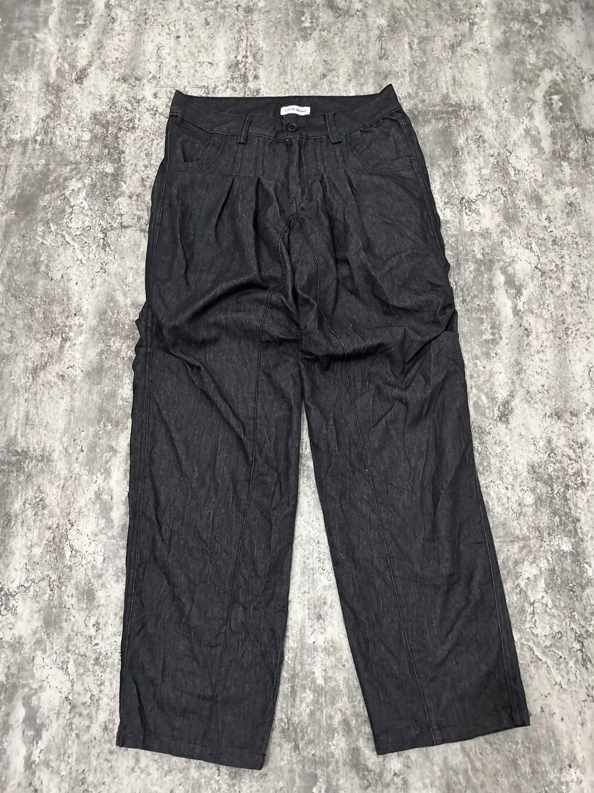 Japanese Brand Casual Pants Japanese Brand Open Arms Pants Black Vintage