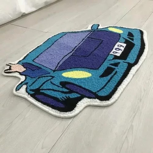Handmade Miscellaneous 3D Handmade Car Shape Soft Rug Multi