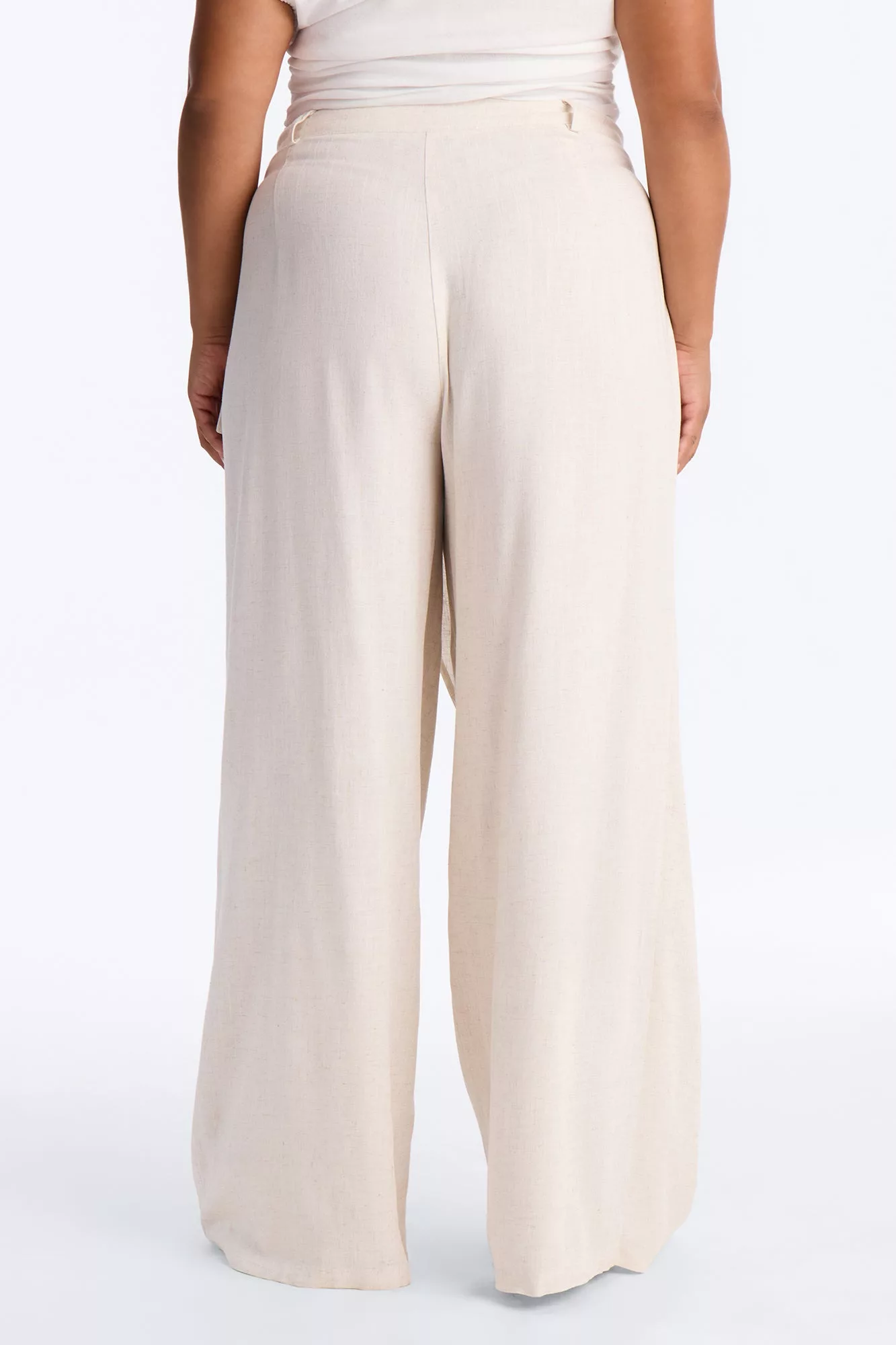 Tailored Touch Wrap Front Linen Trouser - Natural