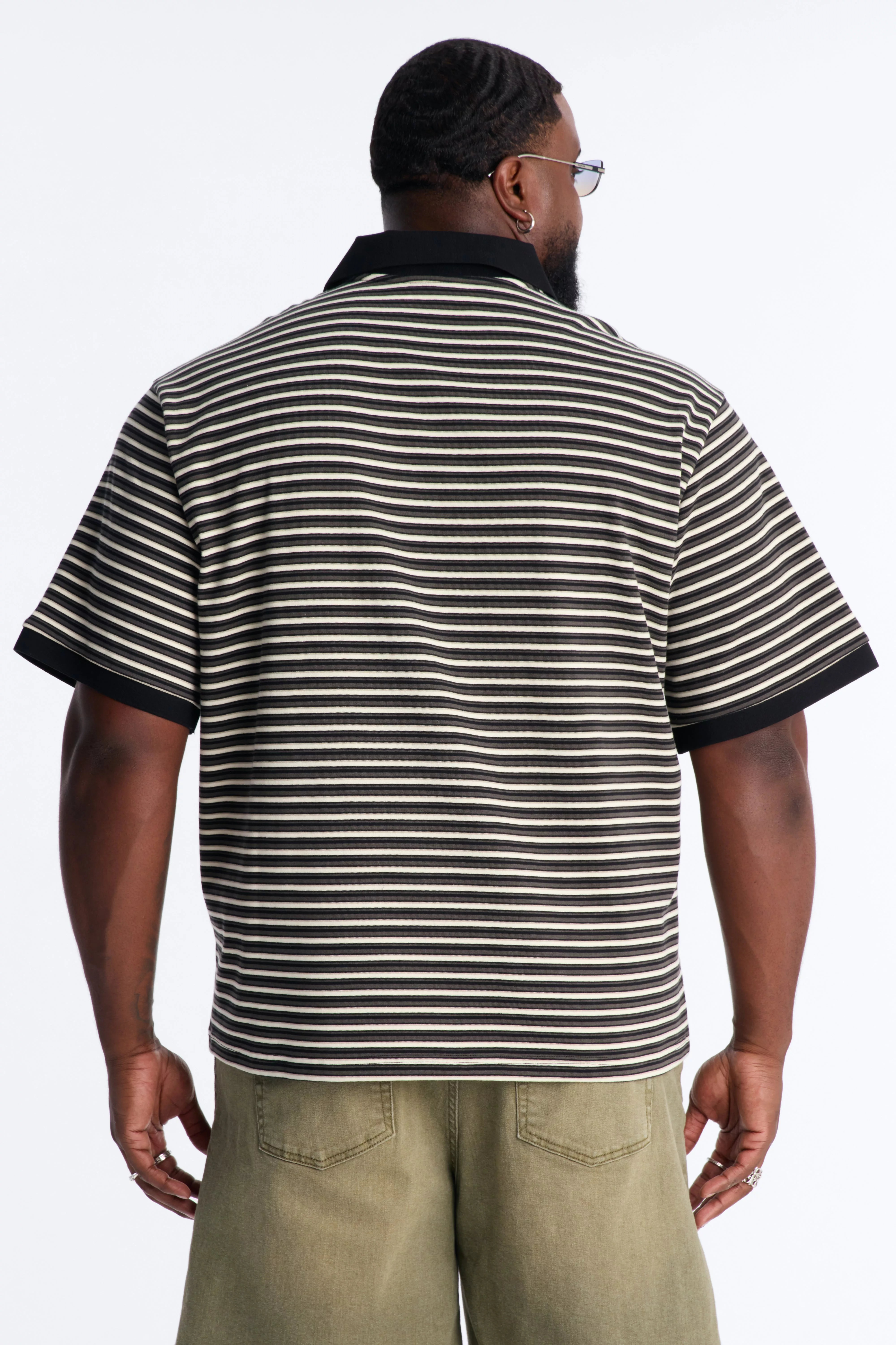 Tate Stripe Polo - Black/combo