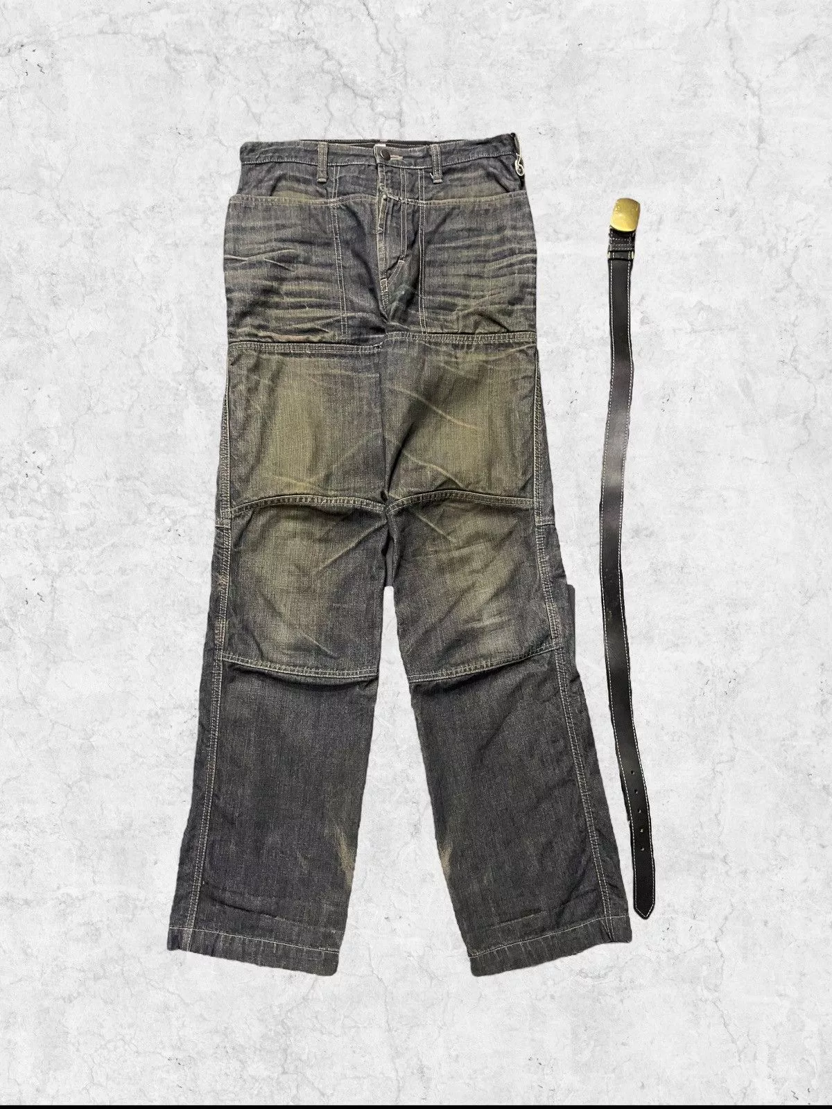 Marithe + Francois Girbaud Denim Marithe + Francois Girbaud × Vintage Y2K Marithe Francois Girbaud Hagi Denim With Leather Belt Gray