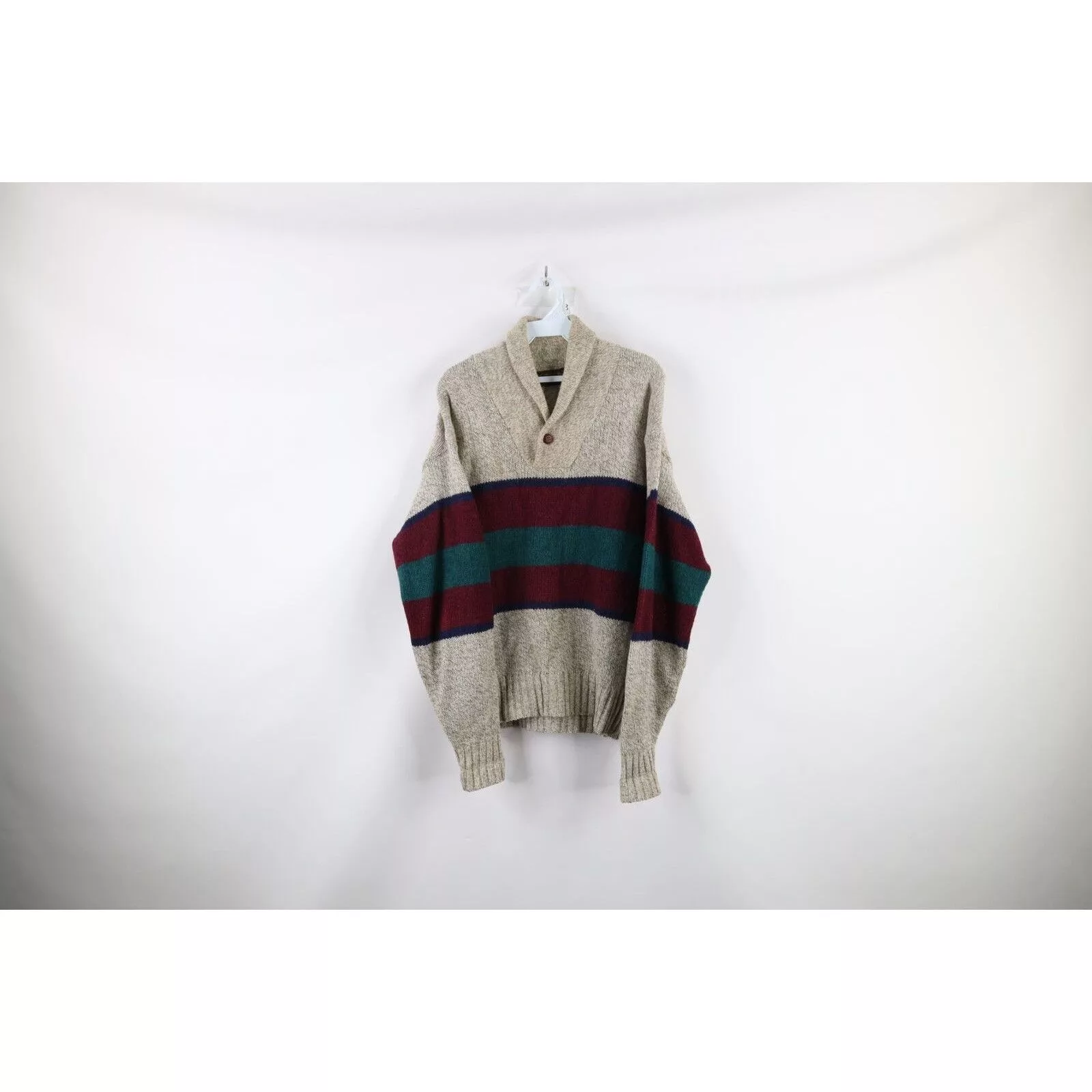 Eddie Bauer Sweaters Knitwear Eddie Bauer × Vintage Vintage 90s Eddie Bauer Wool Knit Striped Shawl Sweater Multi