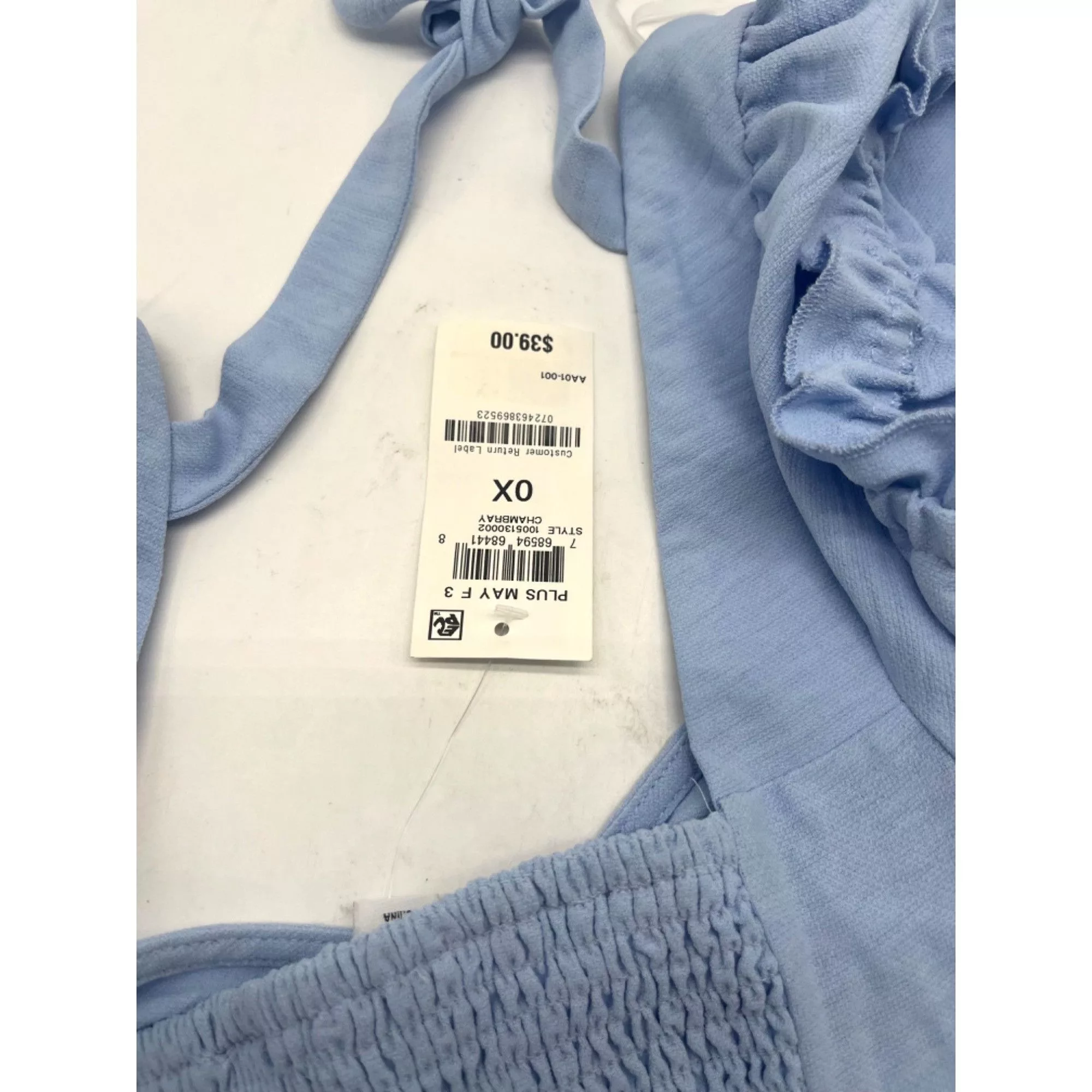 Other Crop Tops Other And Now This Plus Size Tie-Back Crop Top, Chambray Blue, OX Streetwear