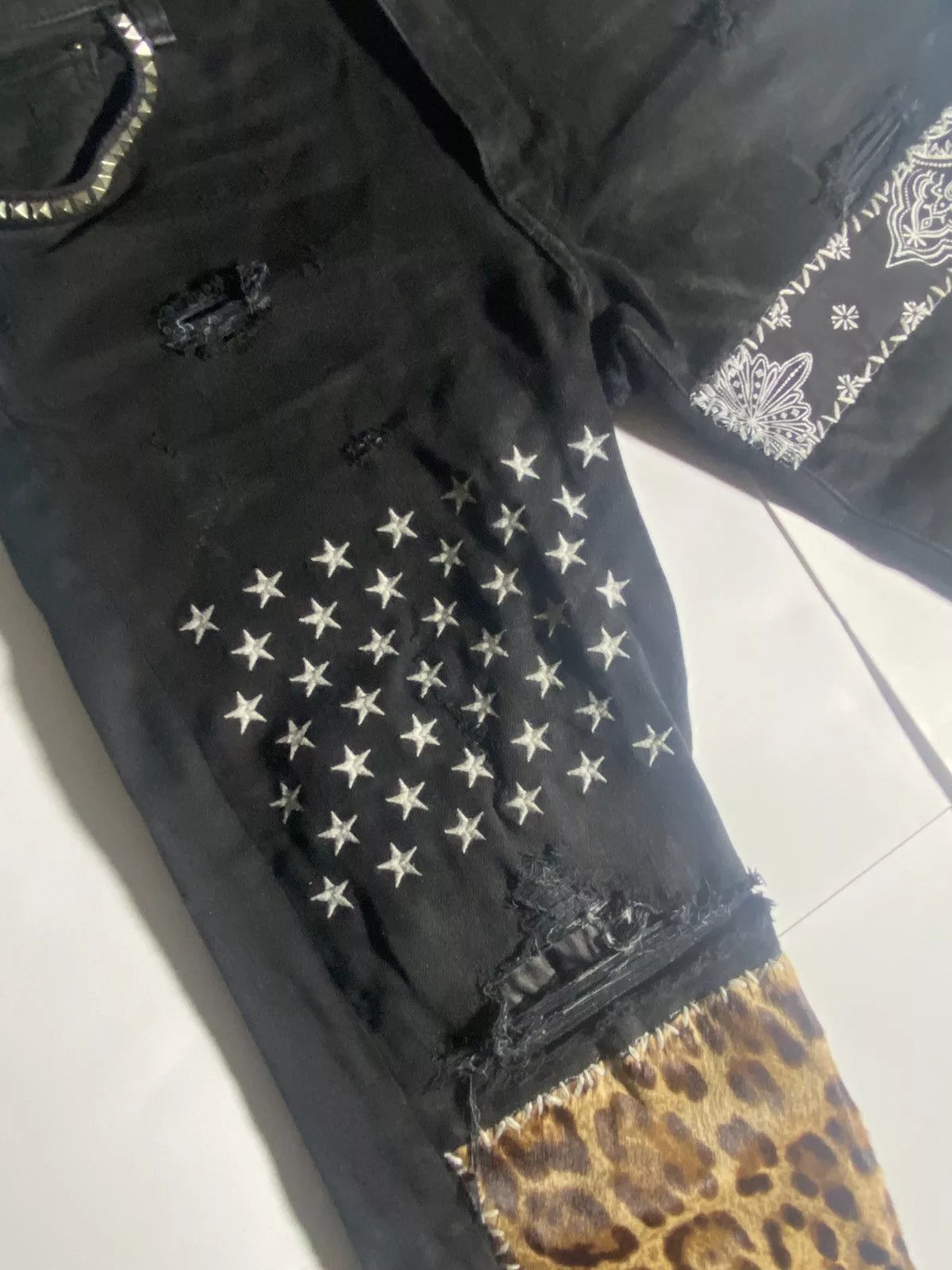 Amiri Denim Amiri Animal Leopard Jeans Black