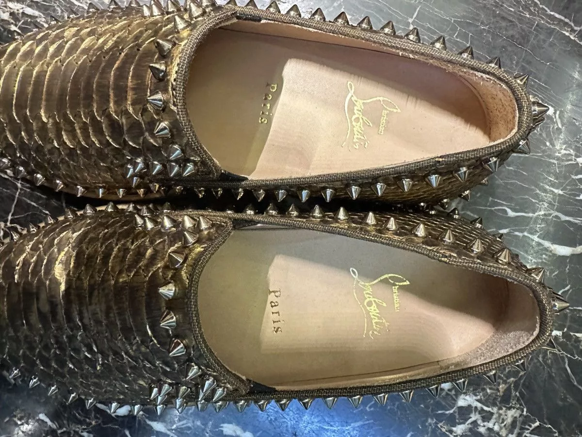 Christian Louboutin Slip Ons Christian Louboutin Gold Slip Ons
