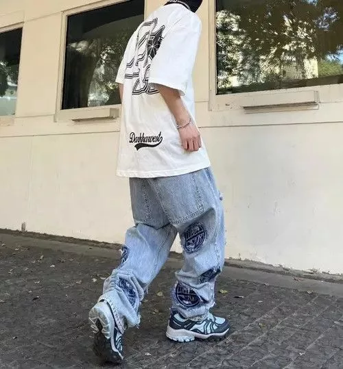 Japanese Brand Denim Japanese Brand × Jean Vintage washed distressed patch jeans Blue Streetwear