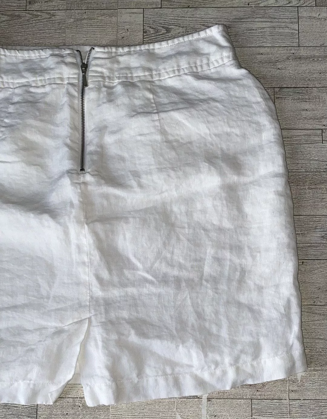Willi Smith Mini Skirts Willi Smith, White, Linen Blend, Mini/Midi Pencil Skirt