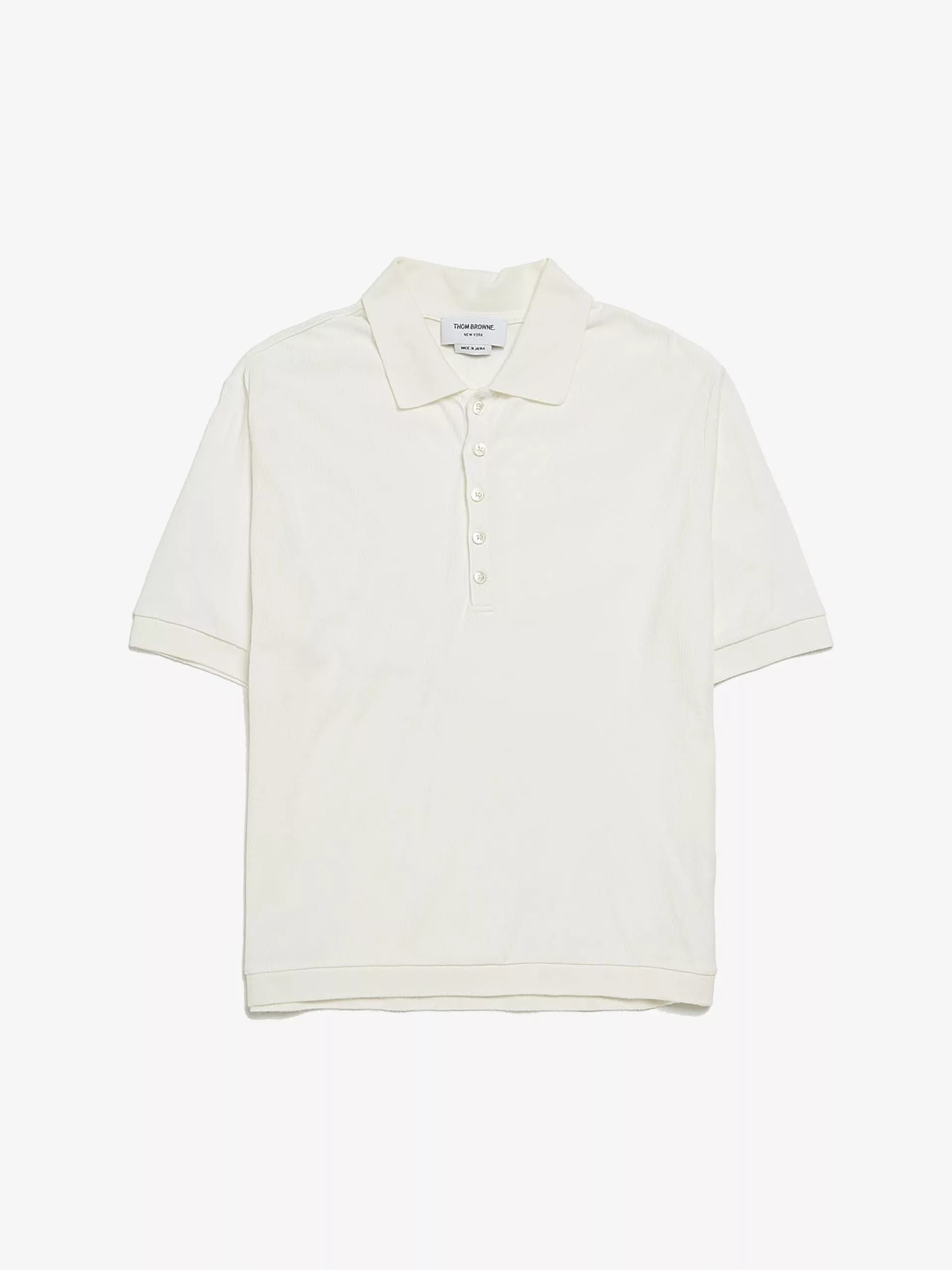 Thom Browne Long Sleeve T Shirts Thom Browne White Ribbed Light Cotton Polo