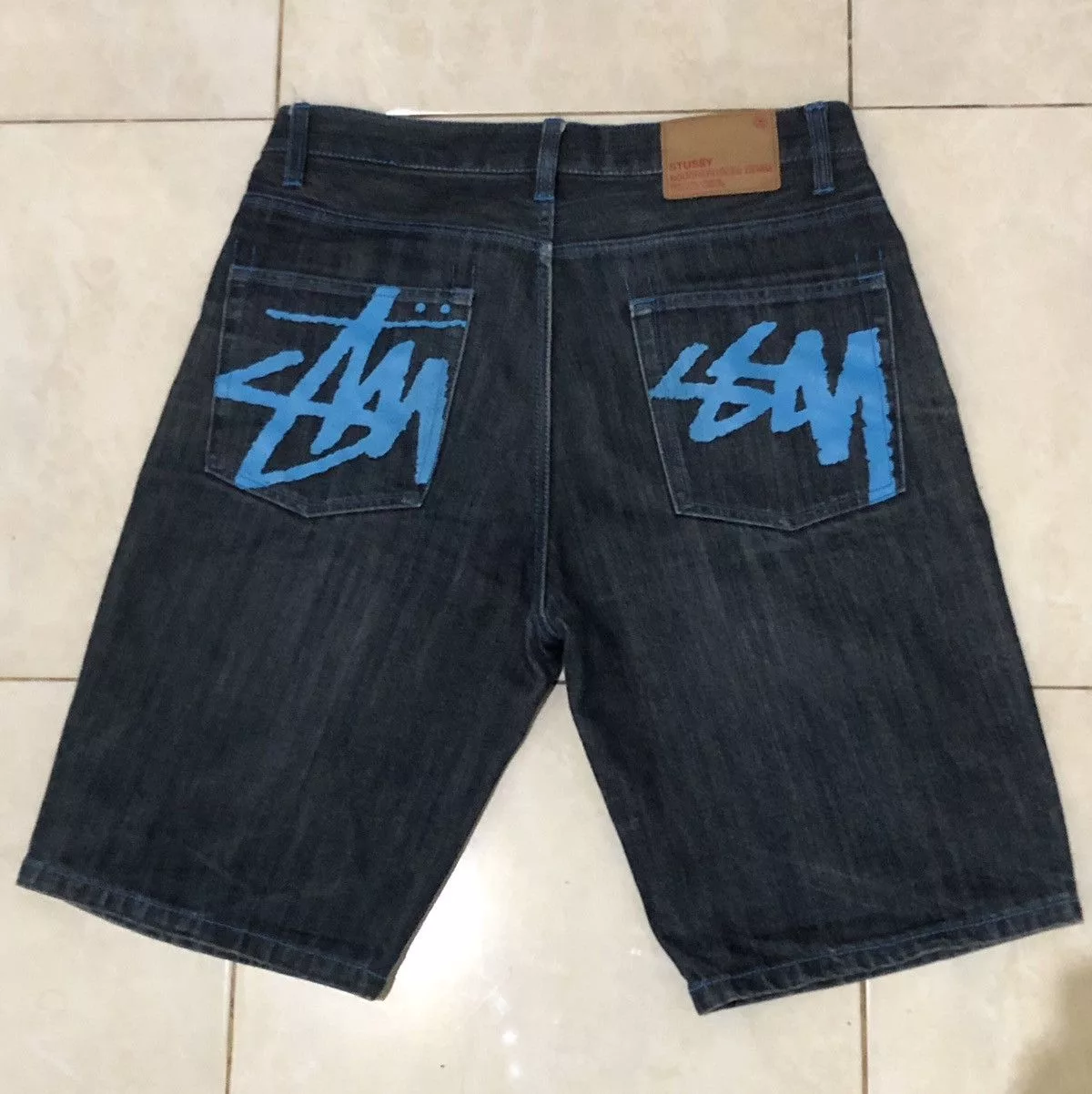 Stussy Denim STUSSY SPELL OUT JORTS y2k Blue