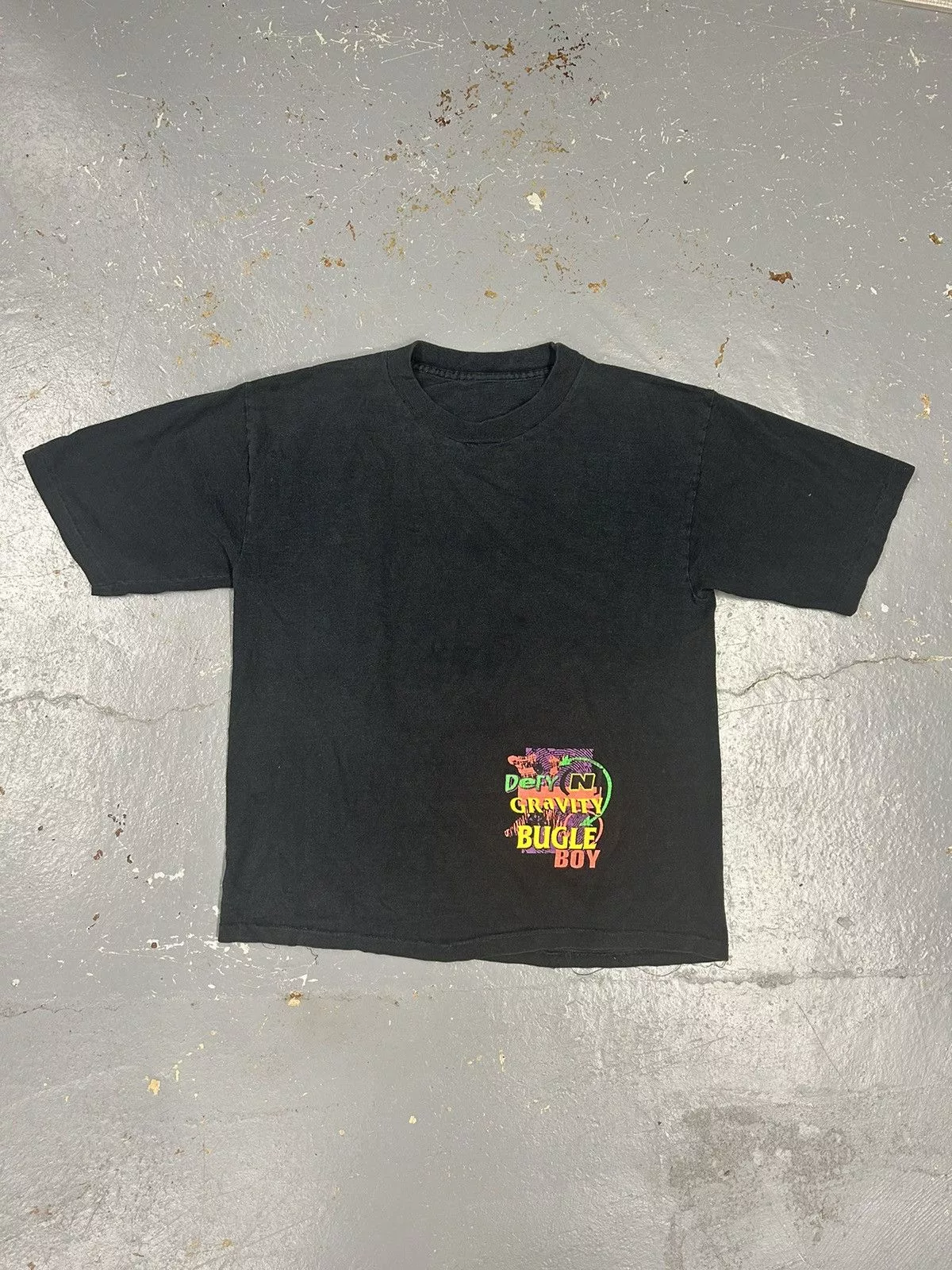 Bugle Boy Short Sleeve T Shirts Bugle Boy × Vintage Crazy Vintage 90s Essential Black Bugle Boy Graphic T-Shirt Streetwear