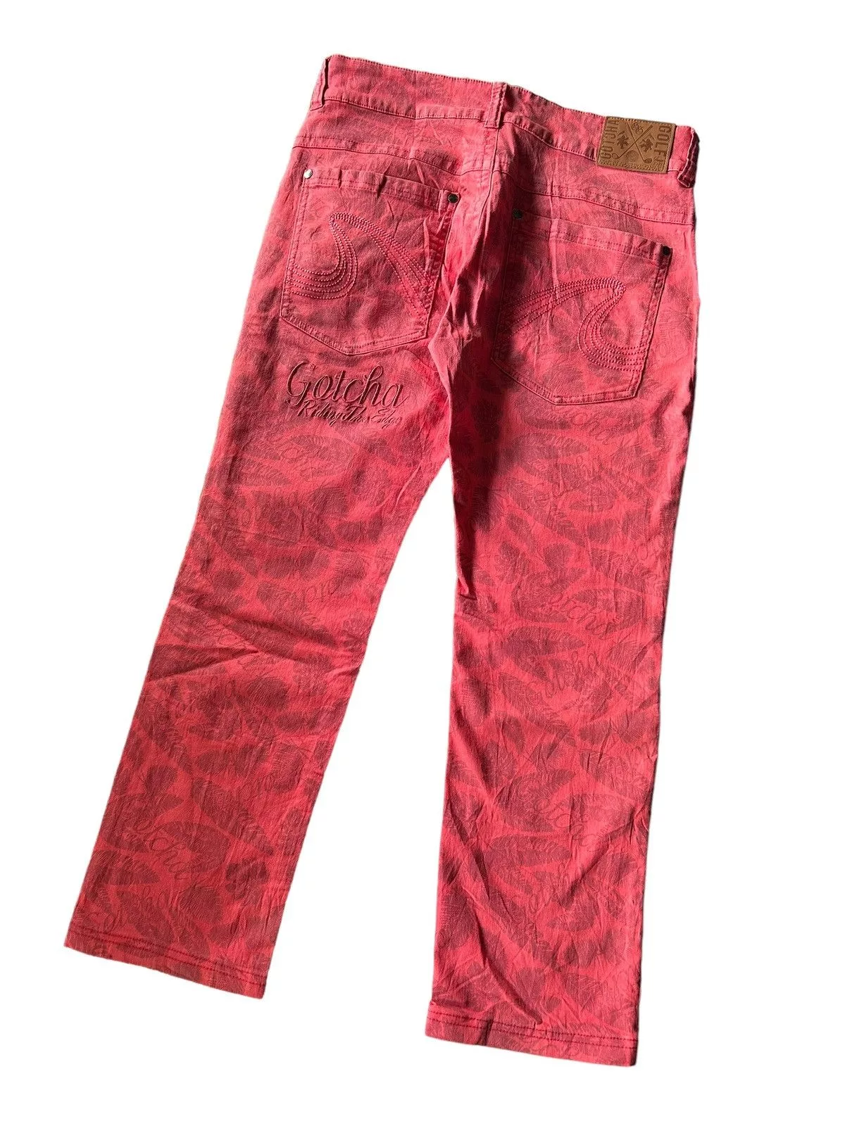Gotcha Denim Gotcha × Japanese Brand GOTCHA GOLF Full Print Stretchable Pants Pink Streetwear