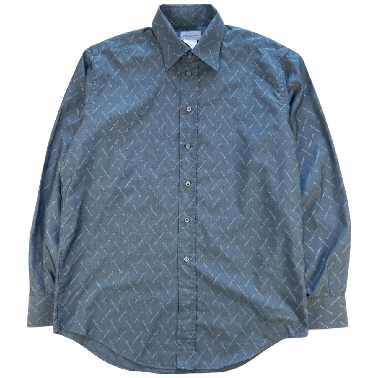 Versace Shirts Button Ups Vintage Versace Monogram Button Up Shirt Size M Gray