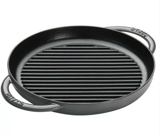 Staub Cast Iron 10" Round Grill Pan - Graphite Grey