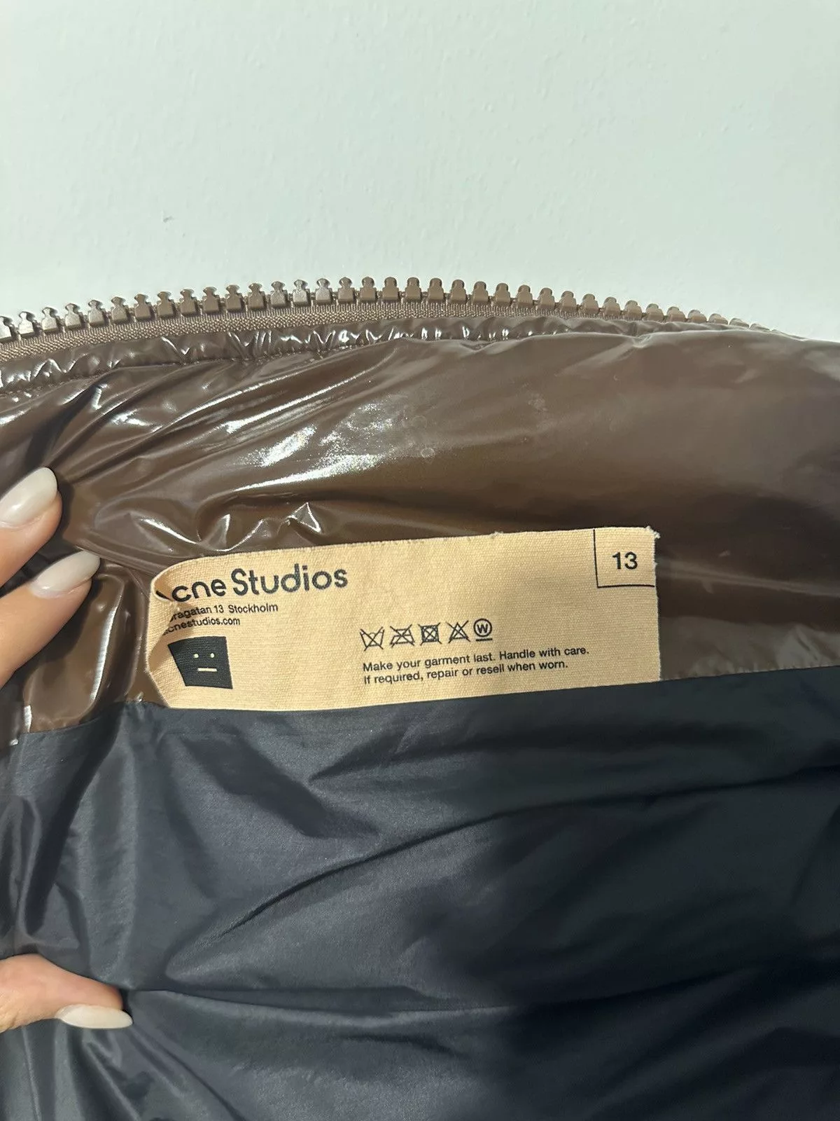 Acne Studios Light Jackets Acne Studios Brown Puffer Jacket 2021 « FACE » Collection