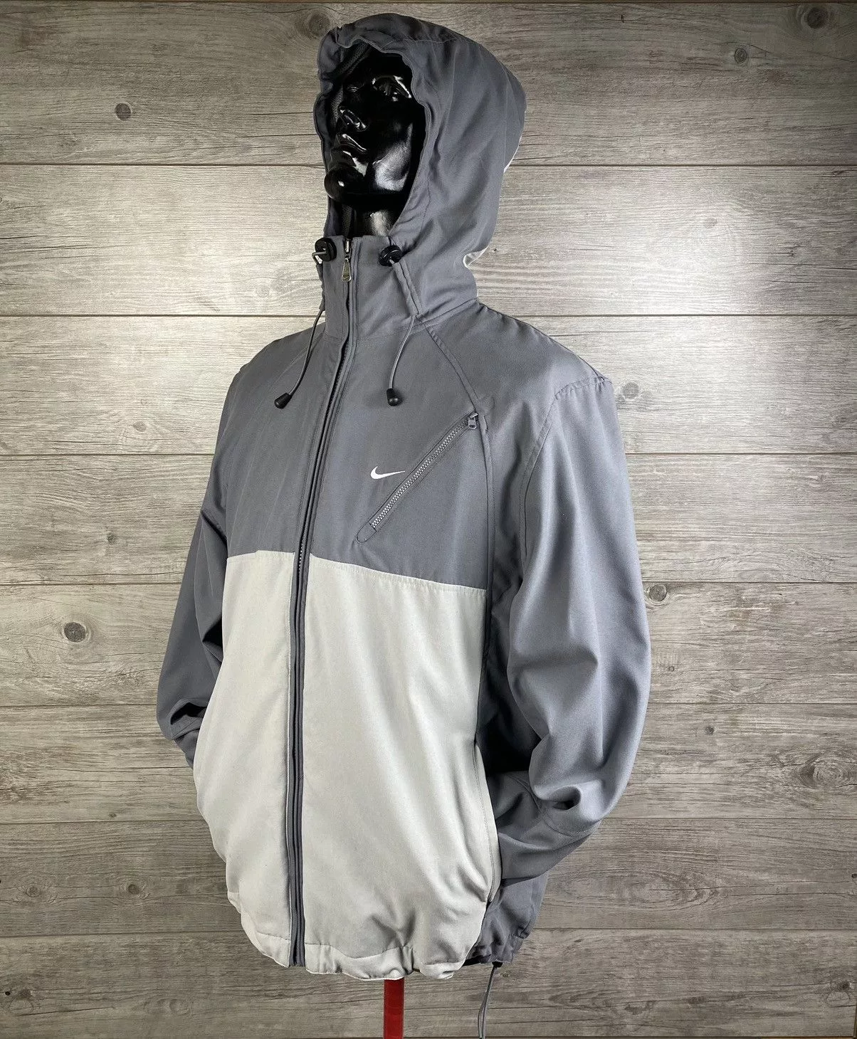 Nike Light Jackets Nike × Vintage Vintage Nike windbreaker with drawstring Y2K Gorpcore style Gray Streetwear