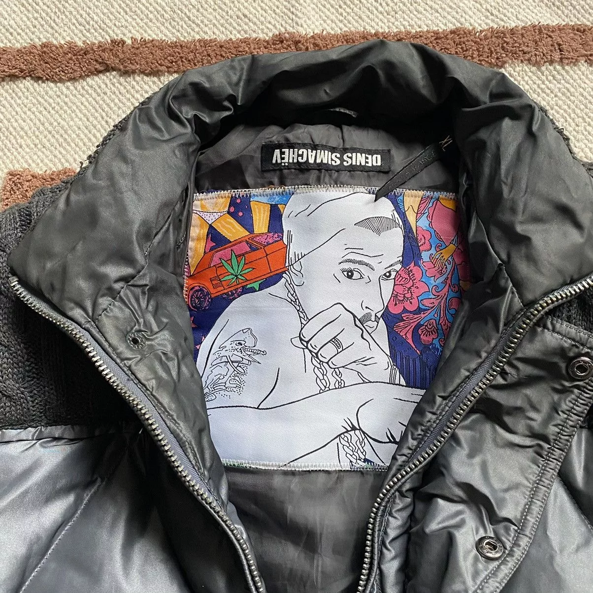 Denis Simachev Bombers Denis Simachev × Designer DENIS SIMACHEV DESIGNER NYLON DOWN PUFFER JACKET Gray