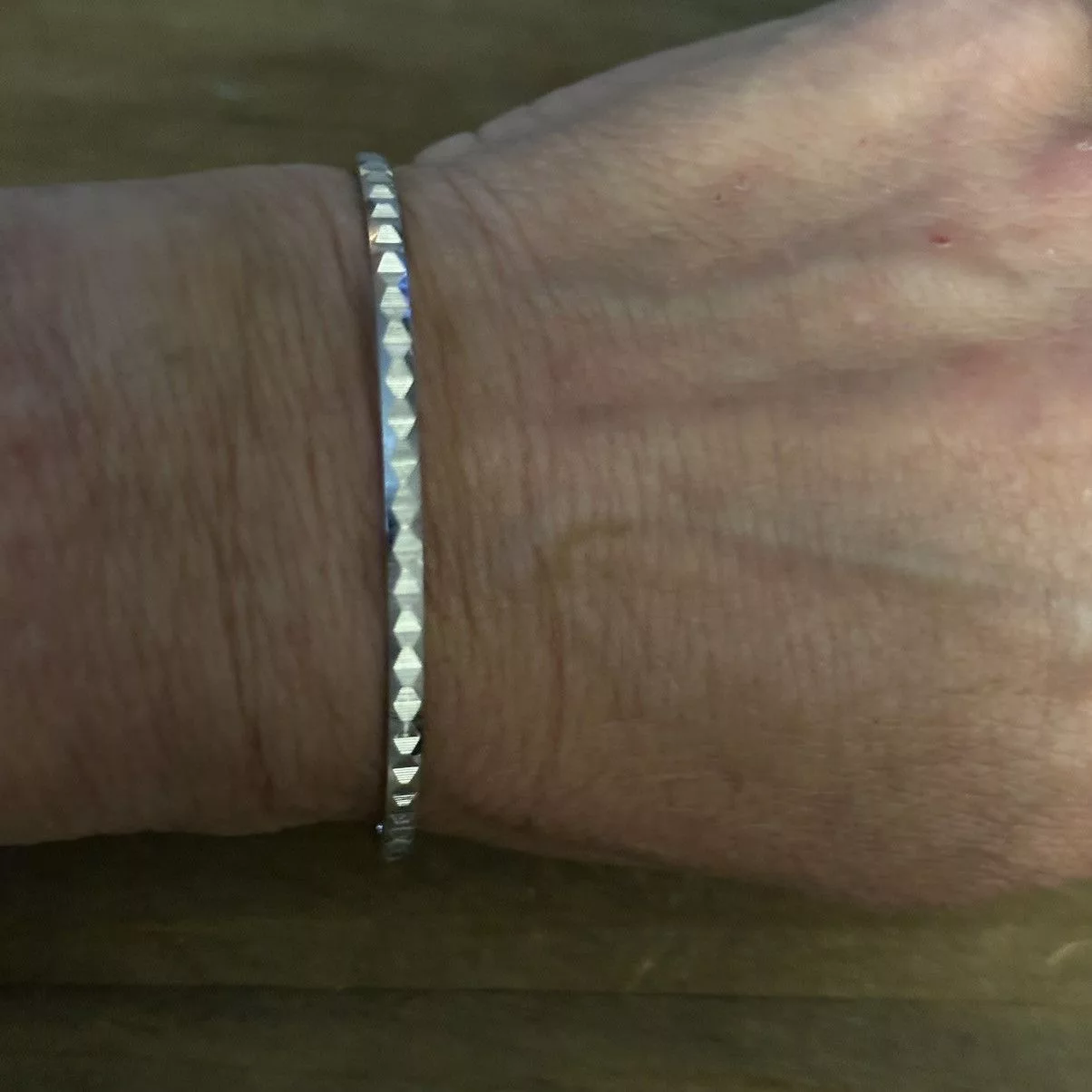 Vintage Bracelets Vintage Crown Trifari Diamond cut bangle bracelet Silver