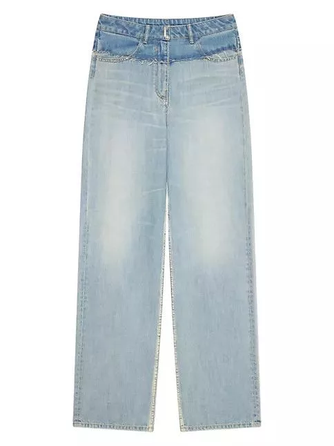 Givenchy Jeans Givenchy o1srvl11e0724 Oversized Jeans In Mixed Denim in Pale Blue