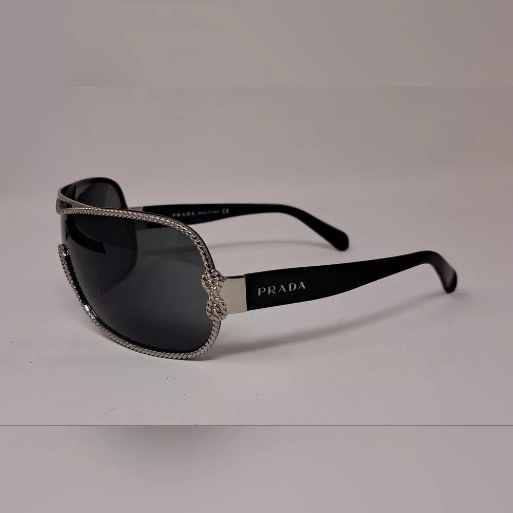 Prada Sunglasses PRADA Women's Rimless shield sunglasses black silver SPR 62H