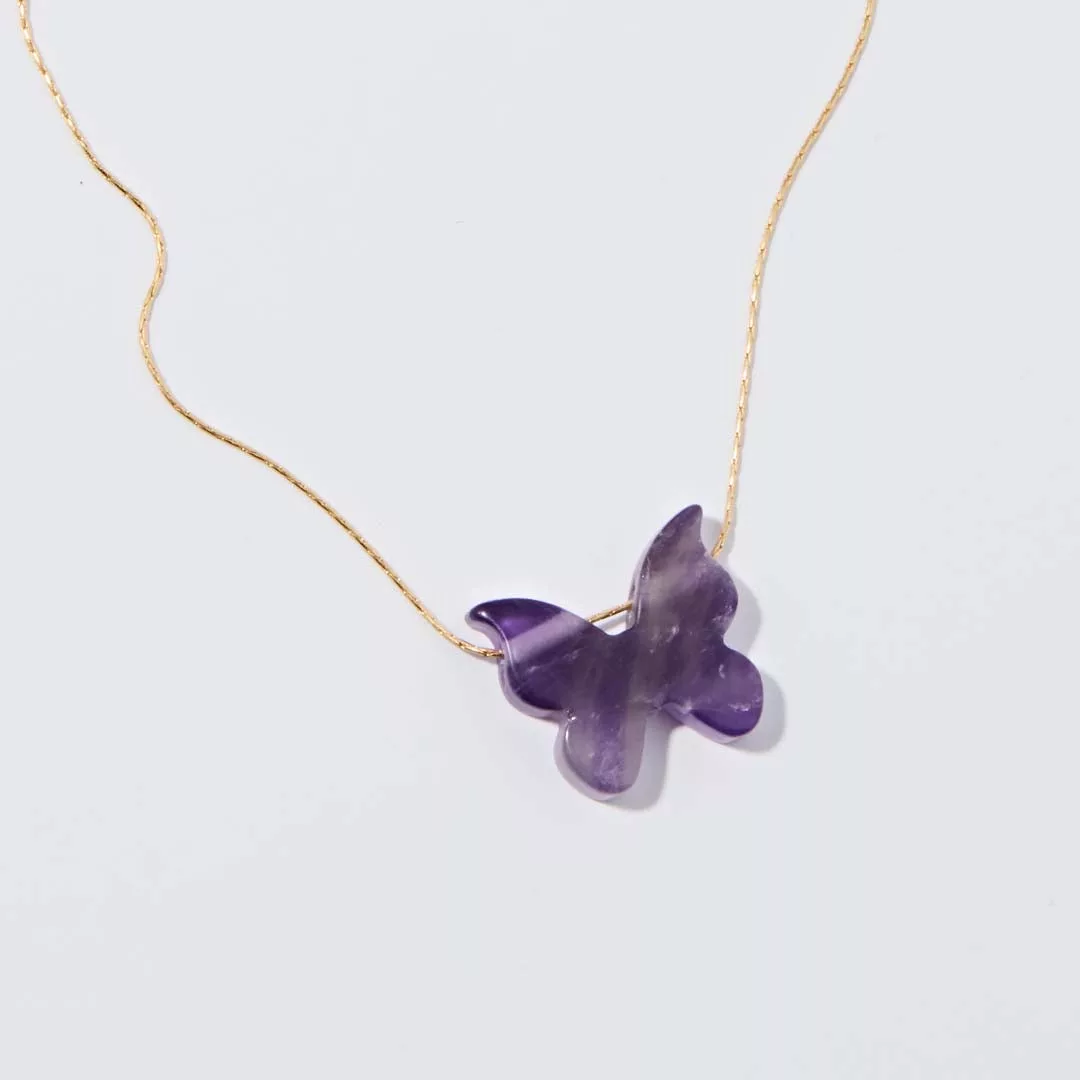 Amethyst Butterfly Expandable Necklace