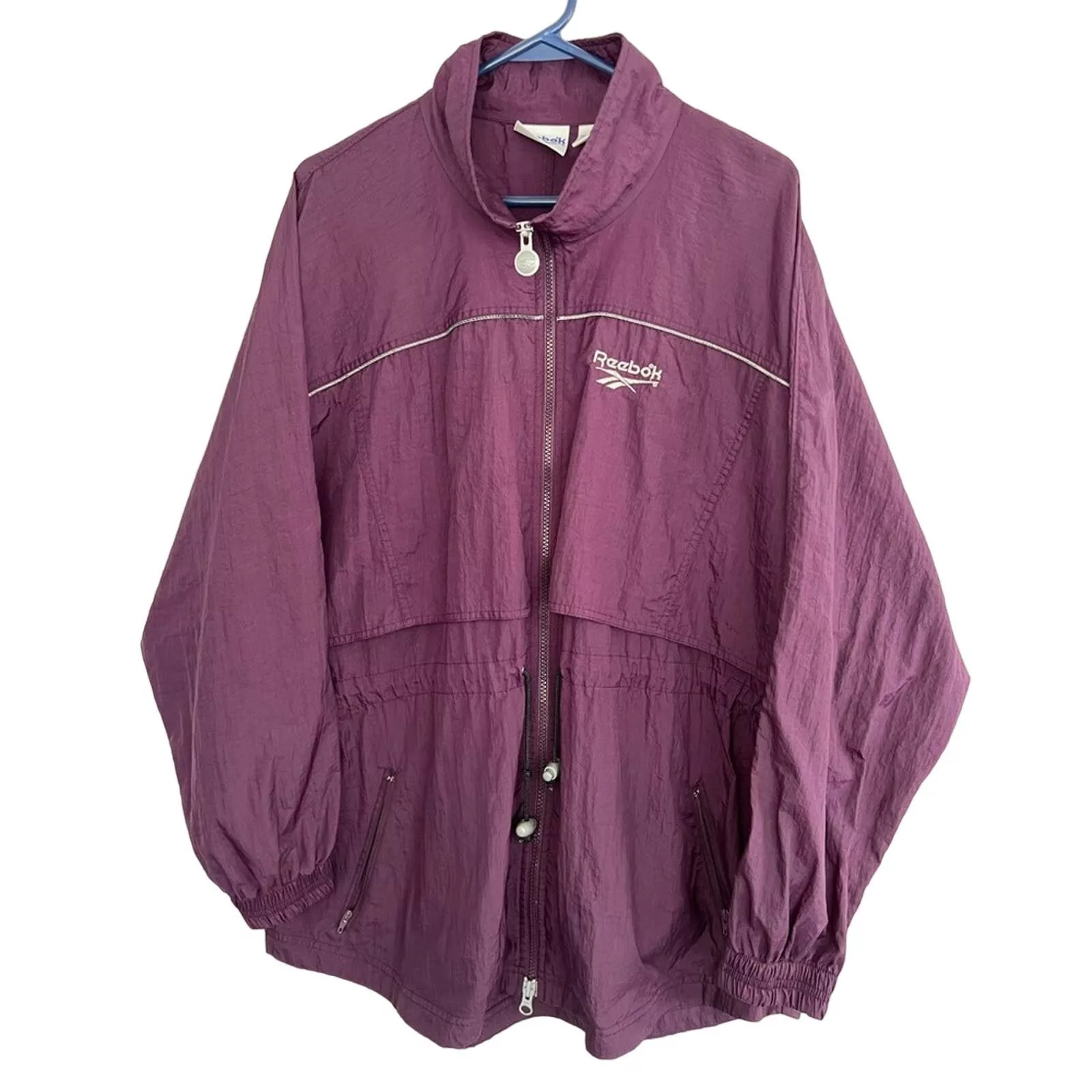 Reebok Light Jackets Vintage Reebok Windbreaker Jacket Sz L Purple Logo 90s ZIP