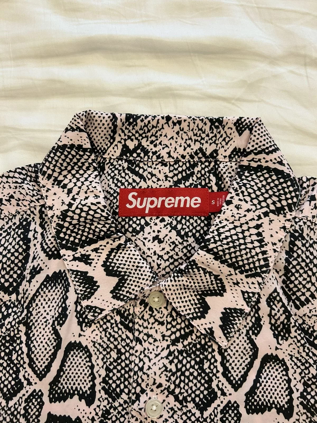 Supreme Shirts Button Ups Supreme Snake Shirt Pink