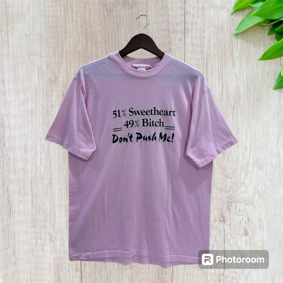 Anvil Short Sleeve T Shirts Anvil × Vintage 1980s 51% Sweetheart 49% Bitch Humor Graphic Pink Streetwear