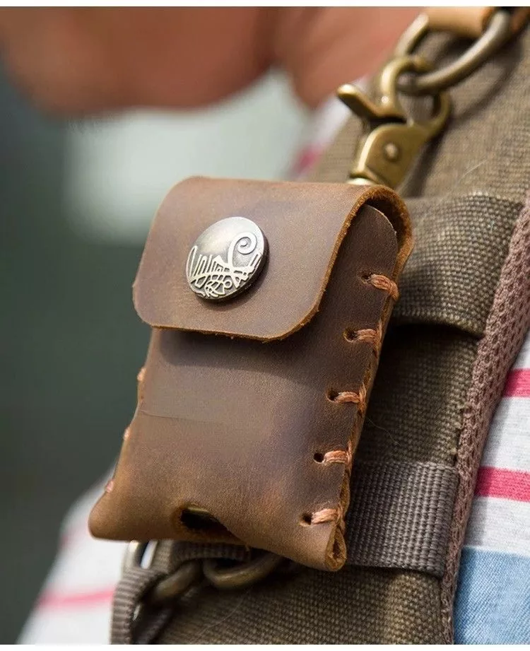Other Miscellaneous Other Leather Zippo Lighter Case Brown Streetwear
