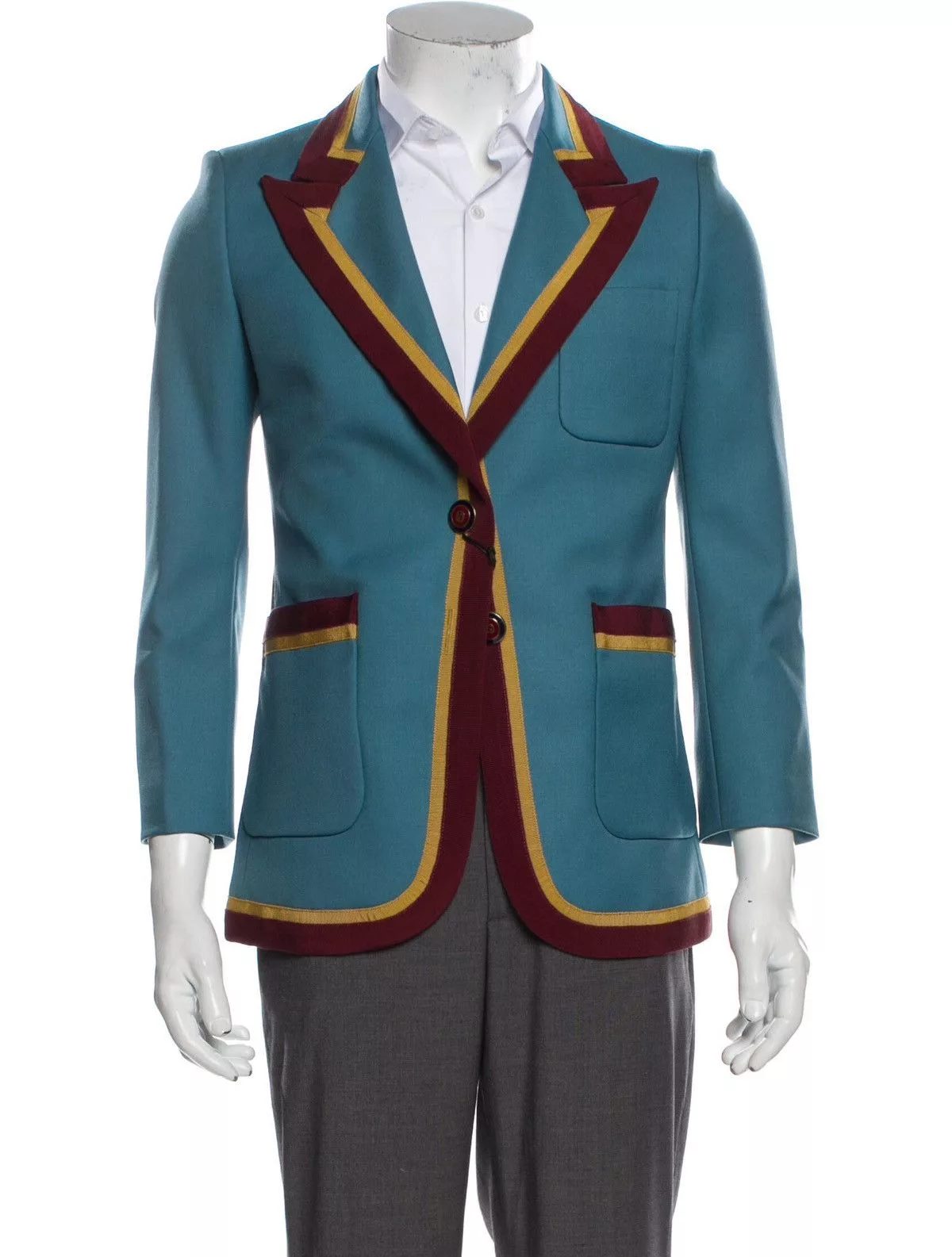 Gucci Blazers Gucci Wool Jacket With Ribbon Trim Blue