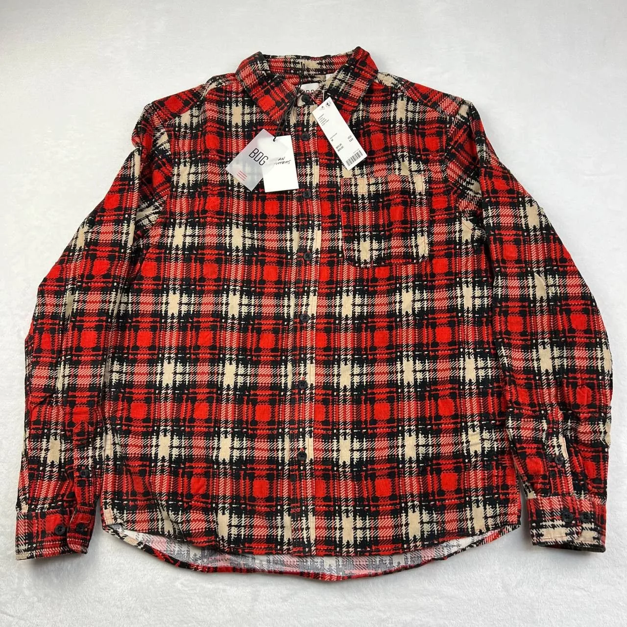 Bdg Shirts Button Ups BDG Shirt Mens Medium Plaid Corduroy Button Down Red