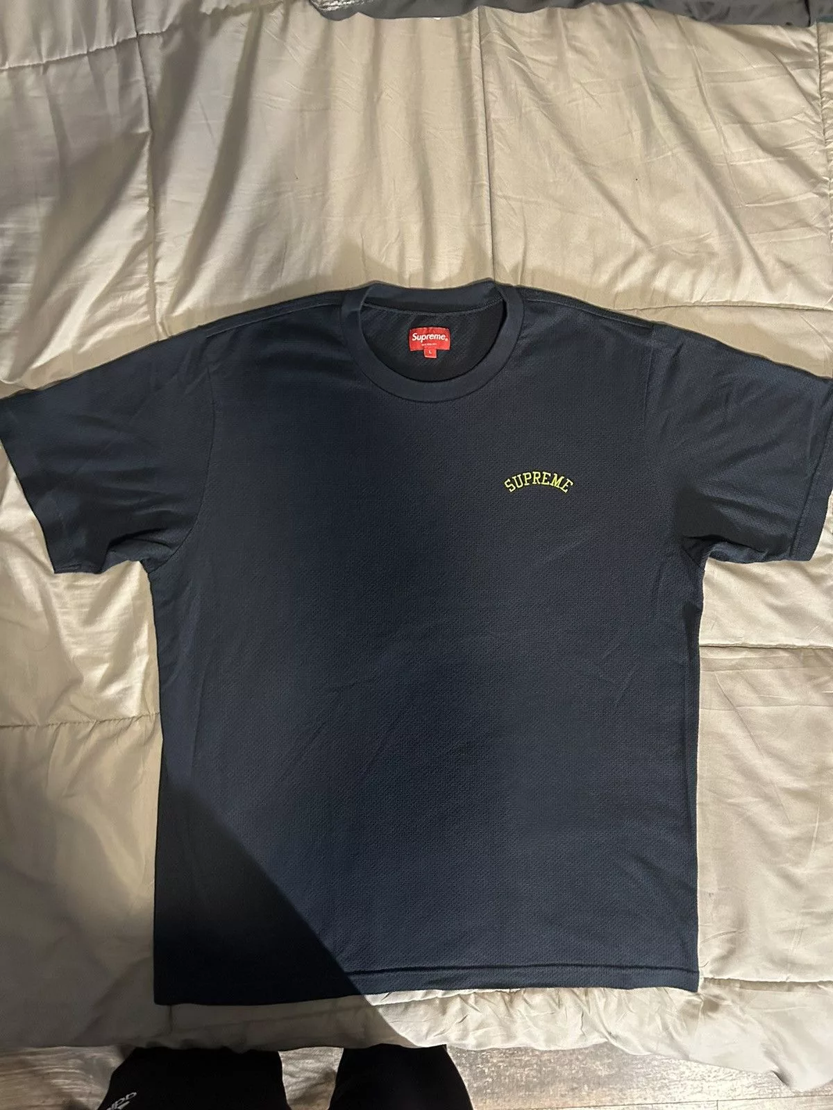 Supreme Short Sleeve T Shirts Supreme SS18 Mesh Arc Logo Tee Blue