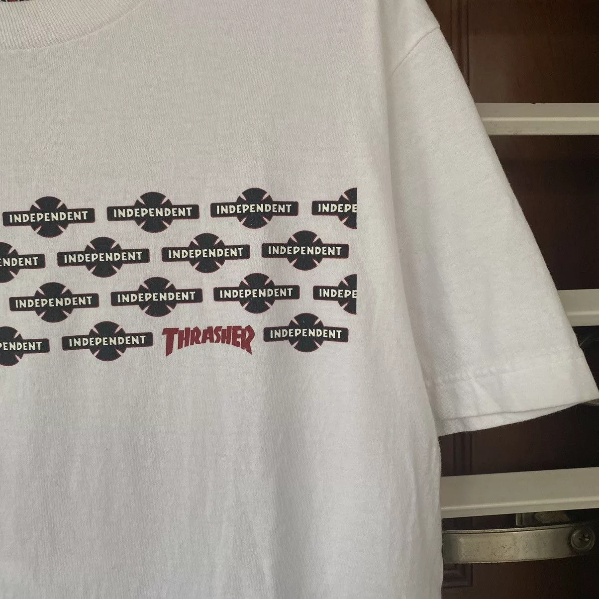 Independent Truck Co. Short Sleeve T Shirts Independent Truck Co. × Thrasher Independen Truck x Thrasher Pentagram Skategoat Cross Shirt White