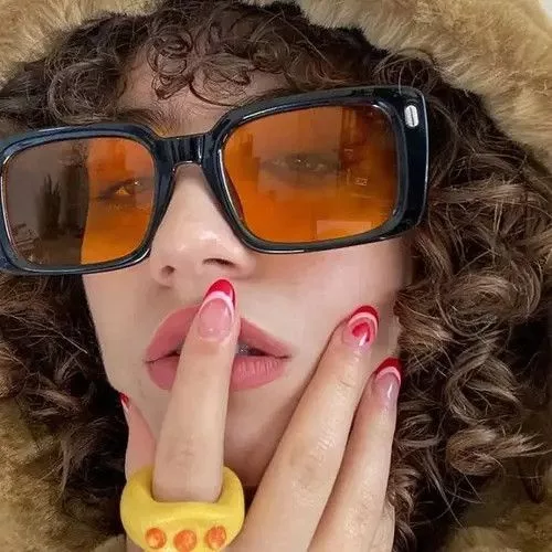 Vintage Sunglasses Vintage square frame sunglasses aesthetic y2k unisex Black Streetwear