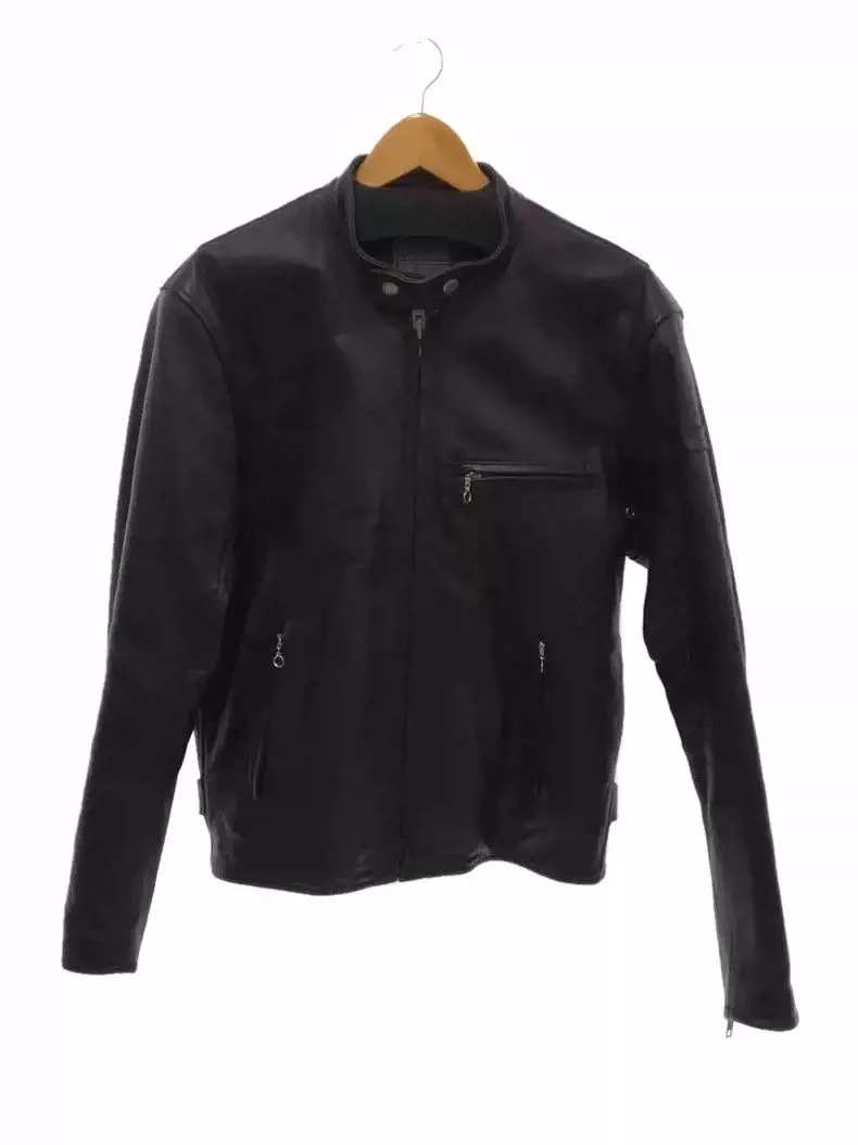 Kadoya Leather Jackets kadoyaStraight-pull collar leather coat Black