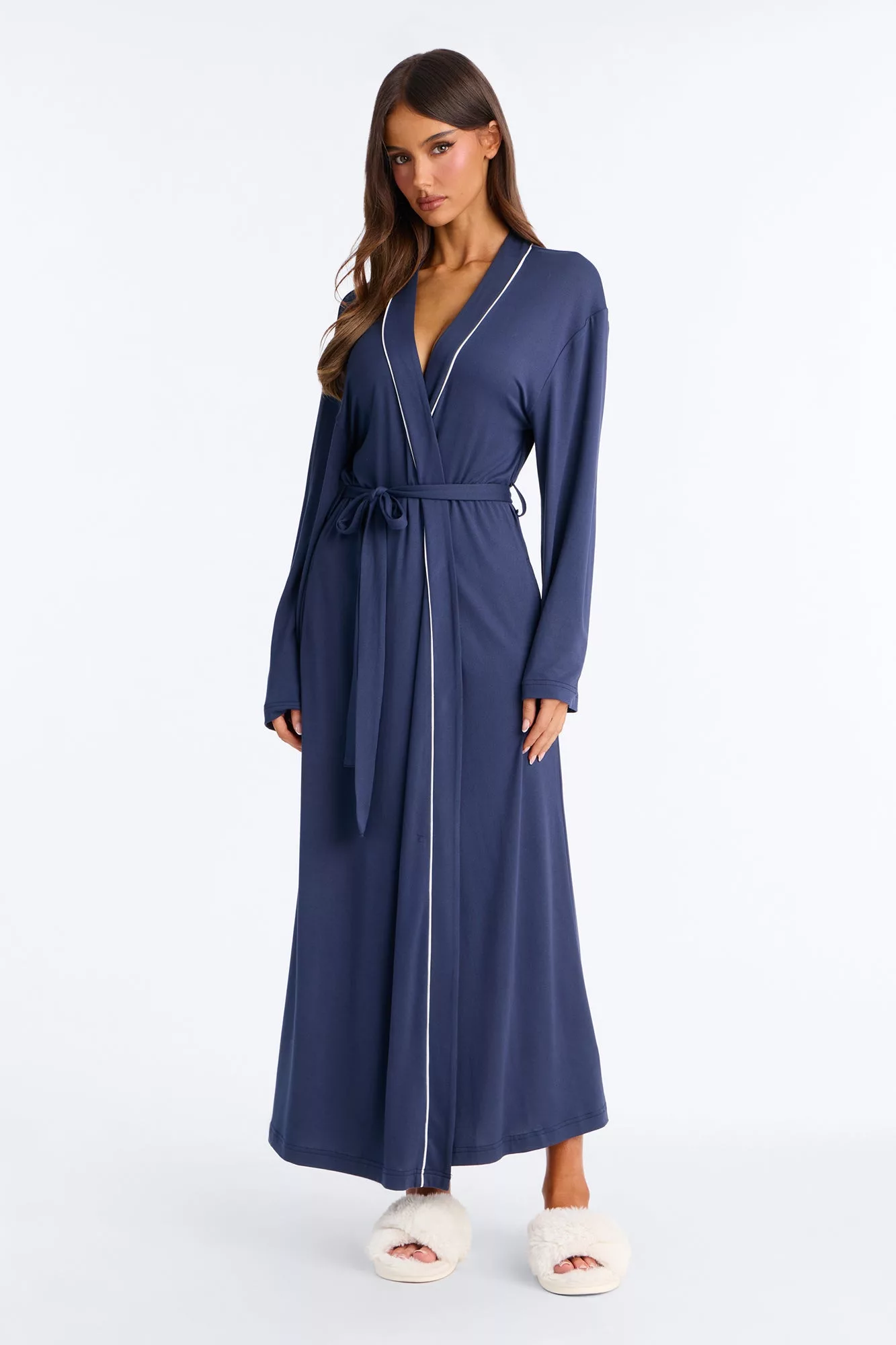 In the Morning PJ Long Robe - Navy