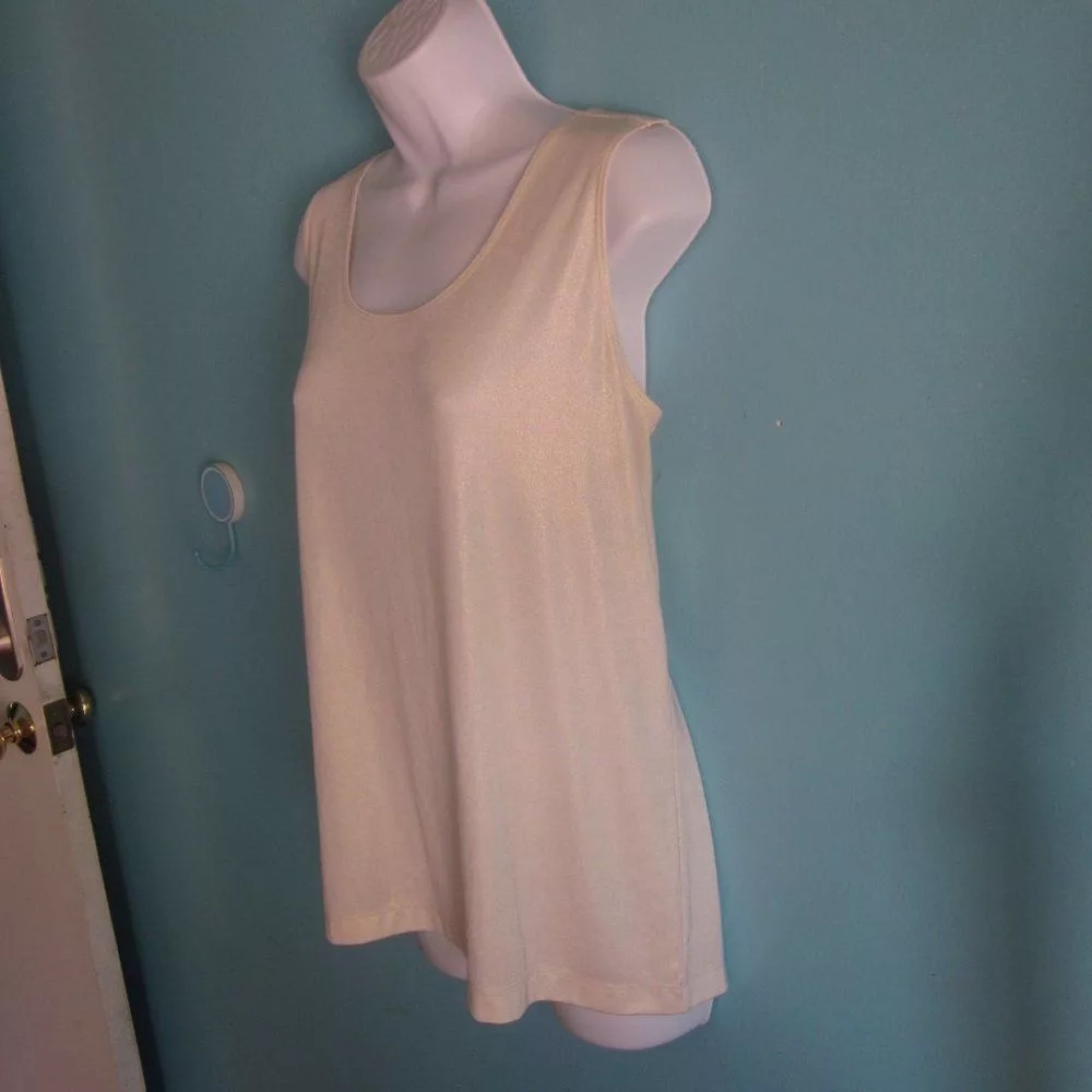 Chicos Blouses Chicos Travelers 3 Size XL Ivory Sparkle Tank Top White