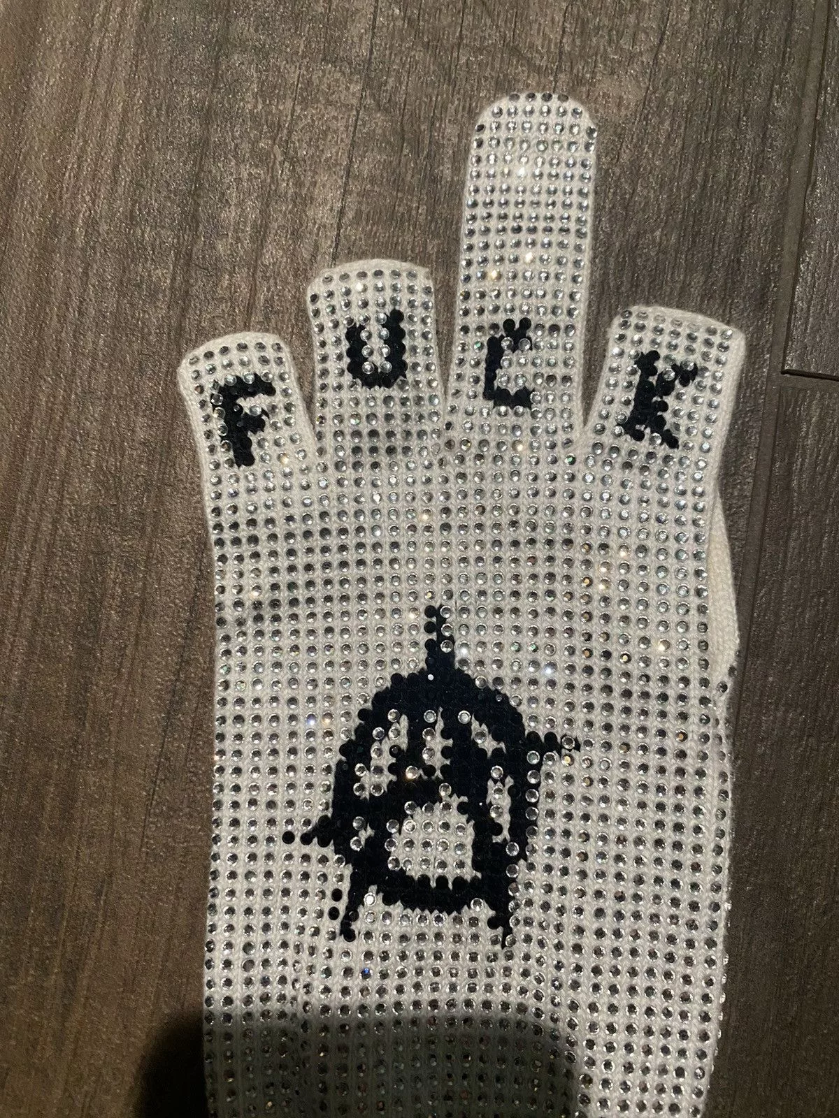 Doublet Miscellaneous Doublet Finger Sign Studded Gloves White