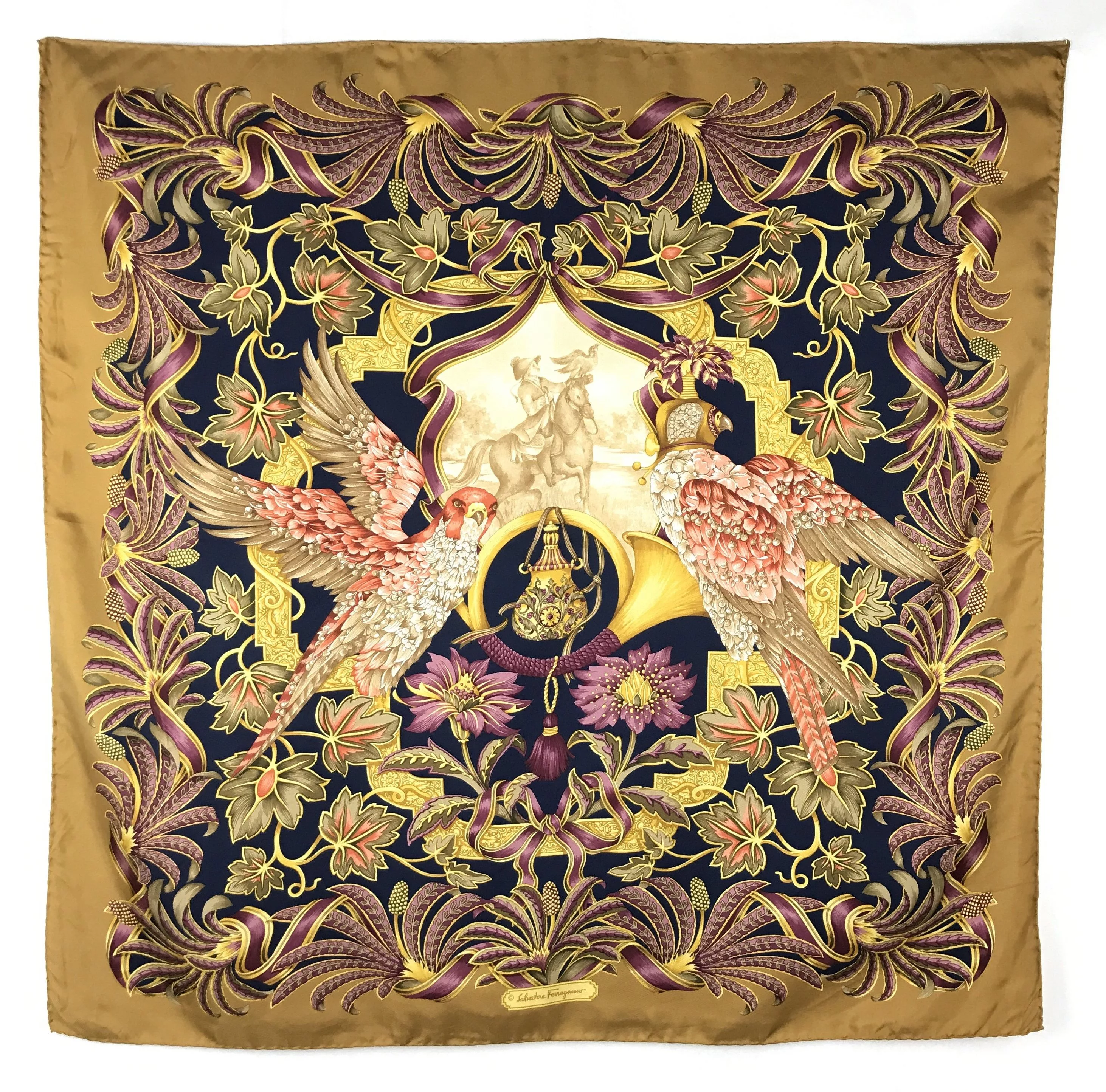 Salvatore Ferragamo Scarves Salvatore Ferragamo × Vintage Vintage Salvatore Ferragamo Silk Scarf Brown