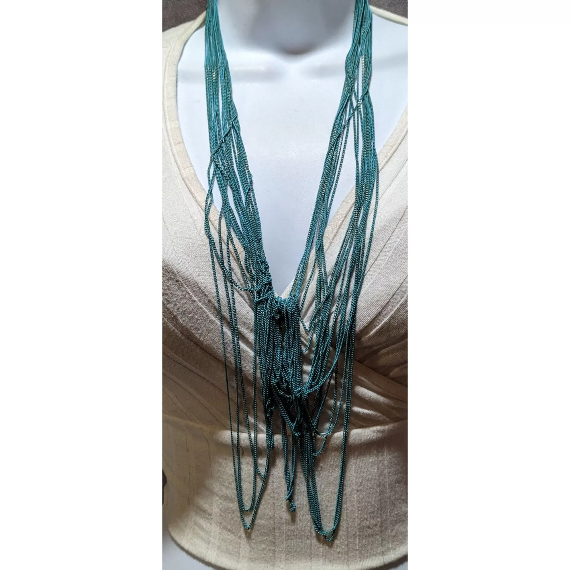 Other Necklaces Other Abstract Blue Multilayer Chain Necklace