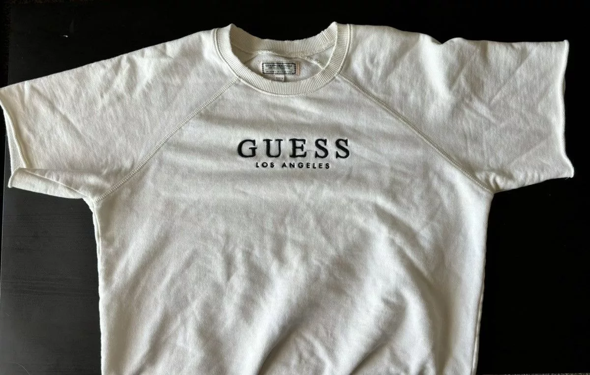 Guess Short Sleeve T Shirts Guess Vintage-Inspired Los Angeles Short Sleeve Sweatshirt White