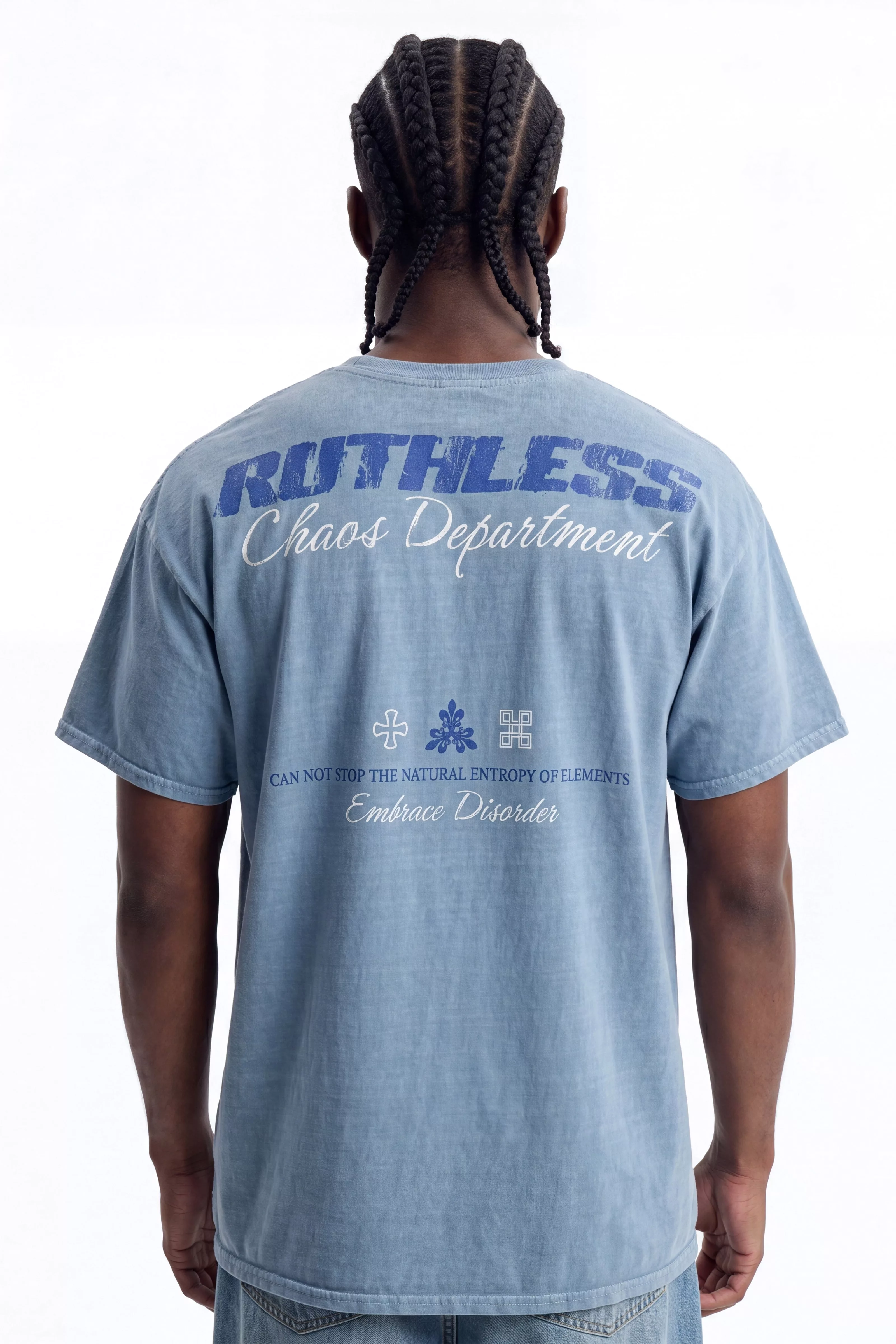 Ruthless Chaos Oversized Washed Short Sleeve Tee - Indigo