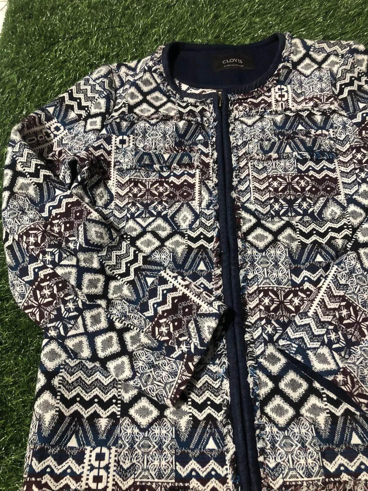 Vintage Blazers Vintage OUTER x CLOVIS PATTERN BLACK WHITE