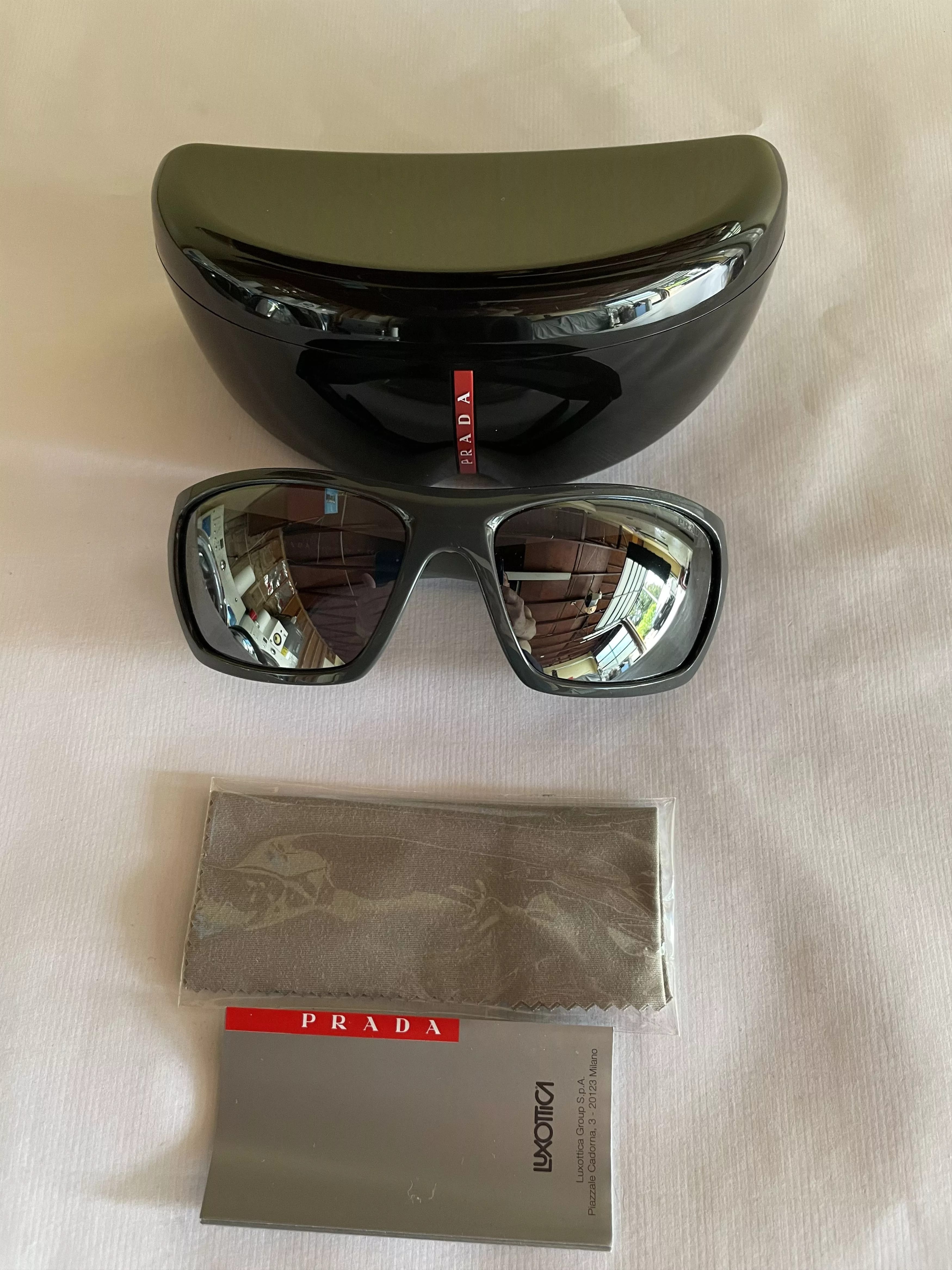 Prada Sunglasses Prada PS 06SS VY90D3 61 Matte Grey Rectangle Sunglasses. Black